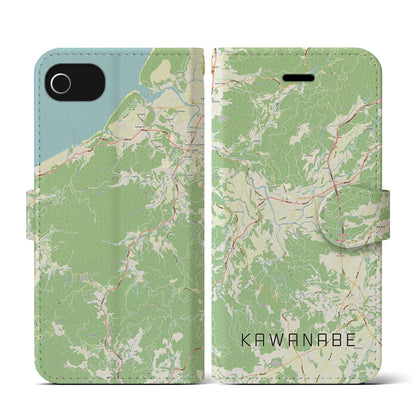 【川辺（鹿児島県）】地図柄iPhoneケース（手帳タイプ）ナチュラル・iPhone SE（第3 / 第2世代） / 8 / 7 / 6s / 6 用