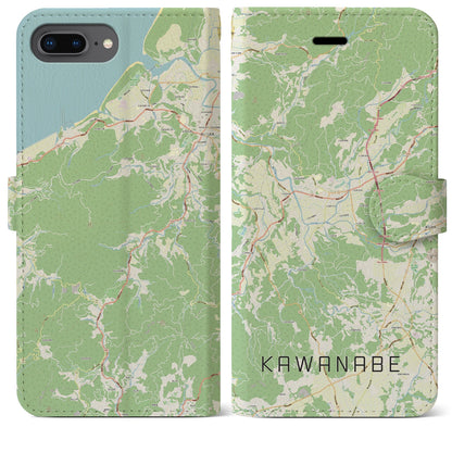 【川辺（鹿児島県）】地図柄iPhoneケース（手帳タイプ）ナチュラル・iPhone 8Plus /7Plus / 6sPlus / 6Plus 用