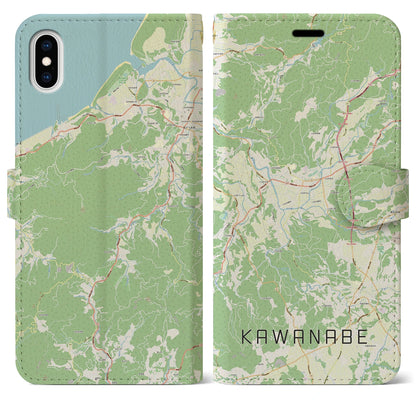 【川辺（鹿児島県）】地図柄iPhoneケース（手帳タイプ）ナチュラル・iPhone XS Max 用