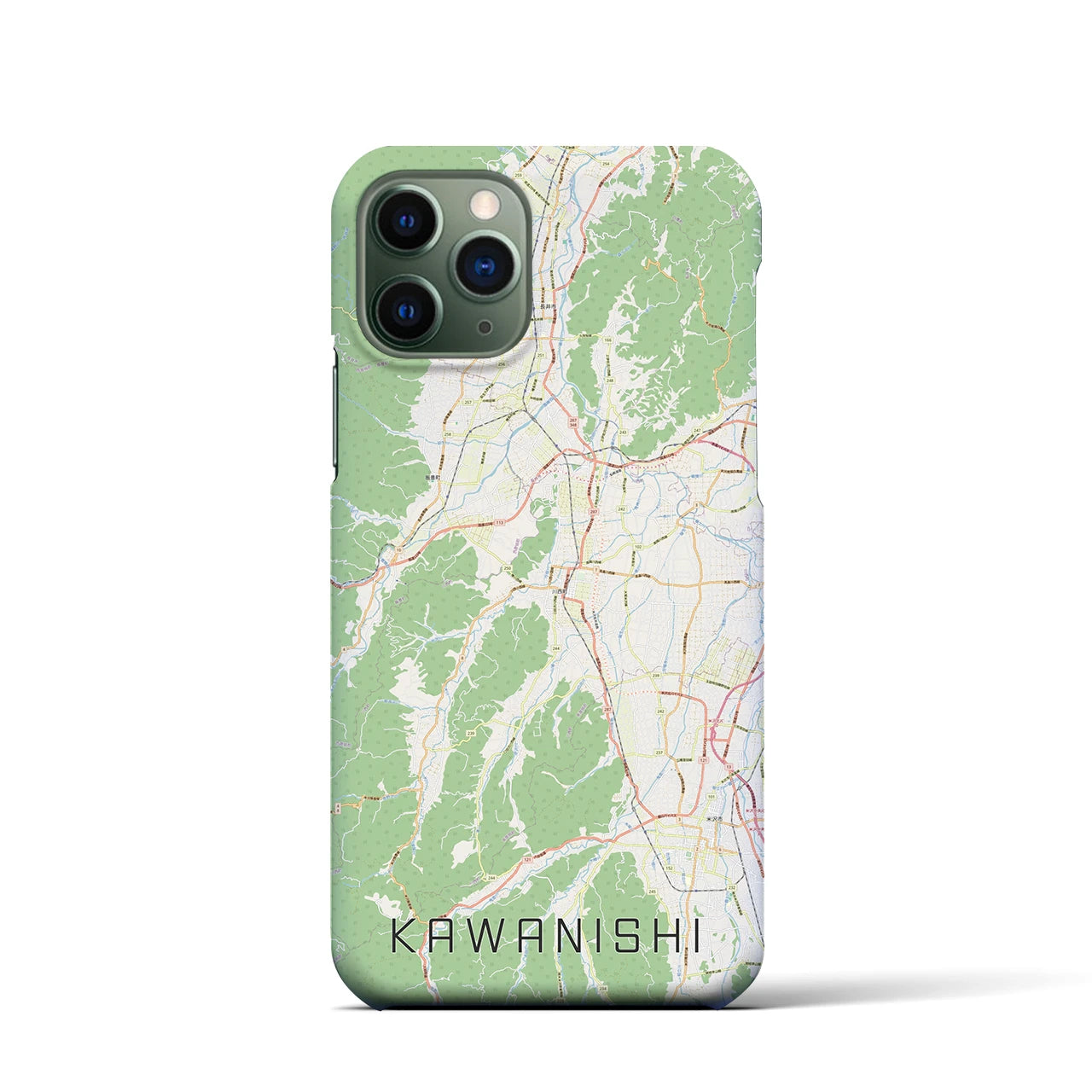 【川西（山形県）】地図柄iPhoneケース（バックカバータイプ・ナチュラル）iPhone 11 Pro 用