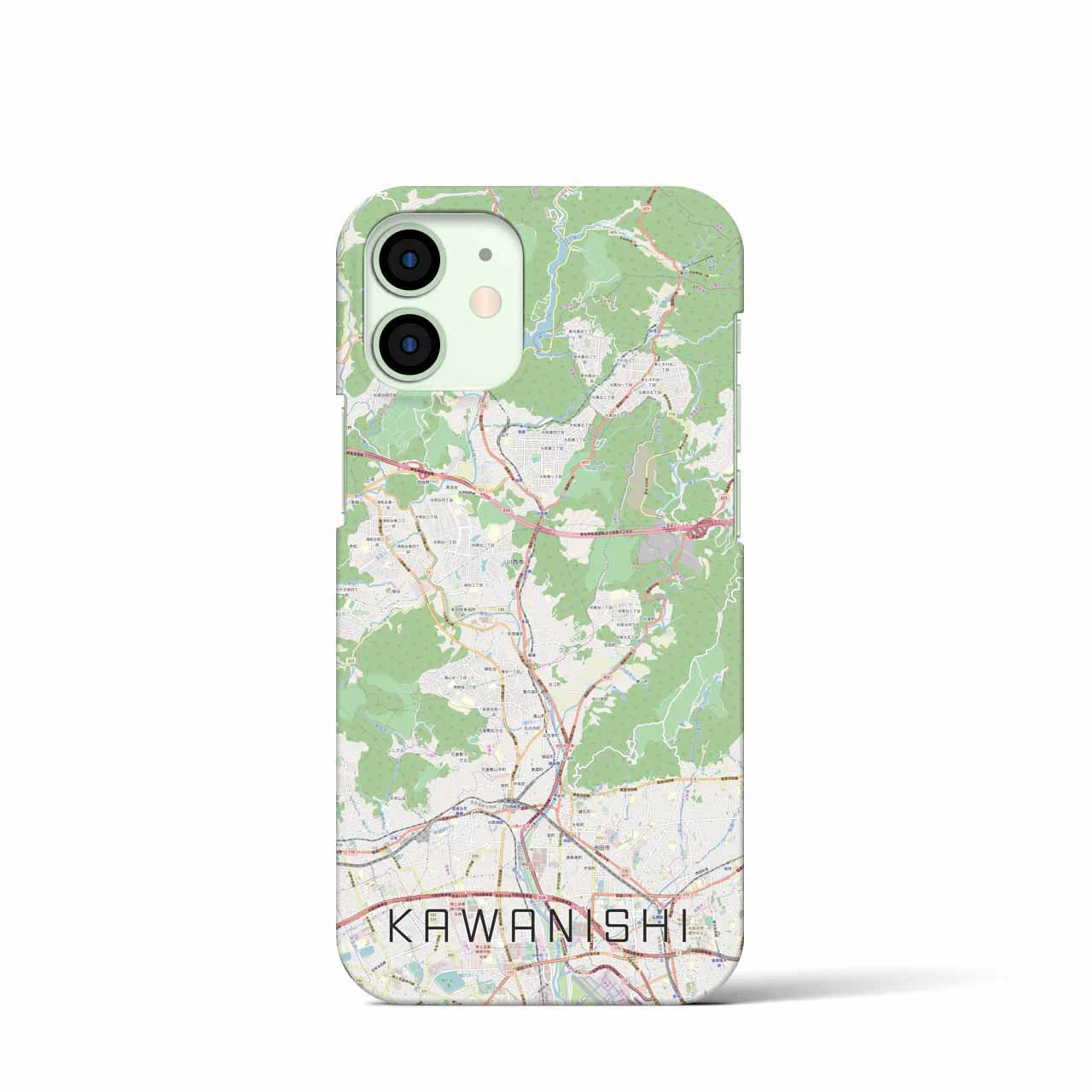 【川西】地図柄iPhoneケース（バックカバータイプ・ナチュラル）iPhone 12 mini 用