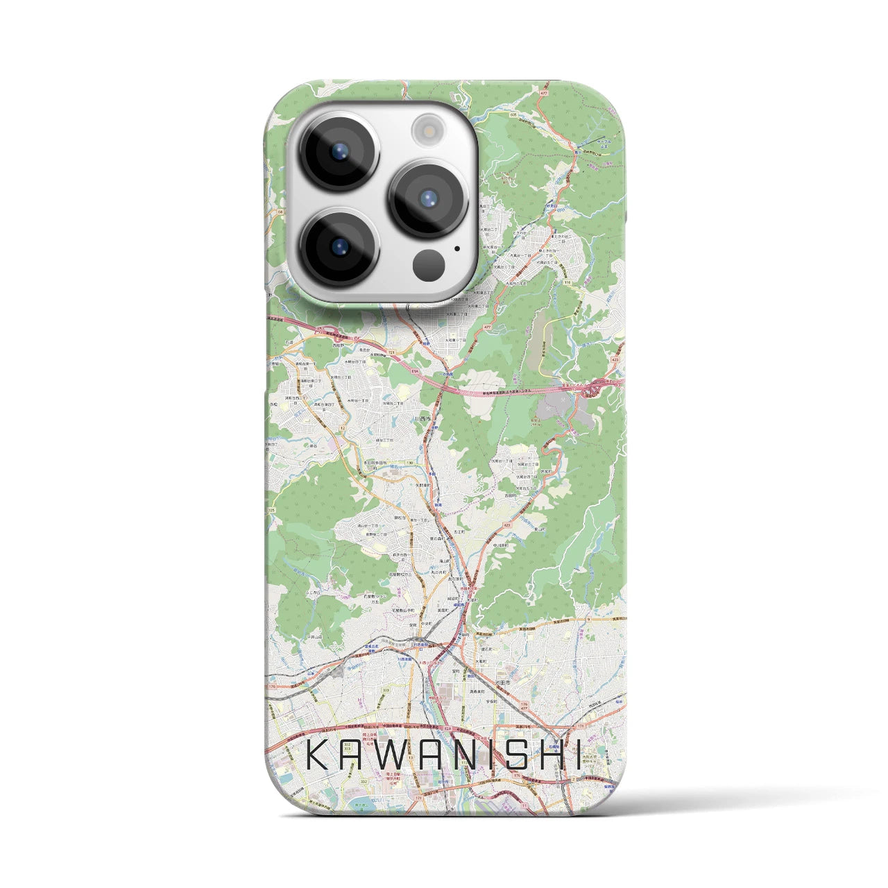 【川西】地図柄iPhoneケース（バックカバータイプ・ナチュラル）iPhone 14 Pro 用