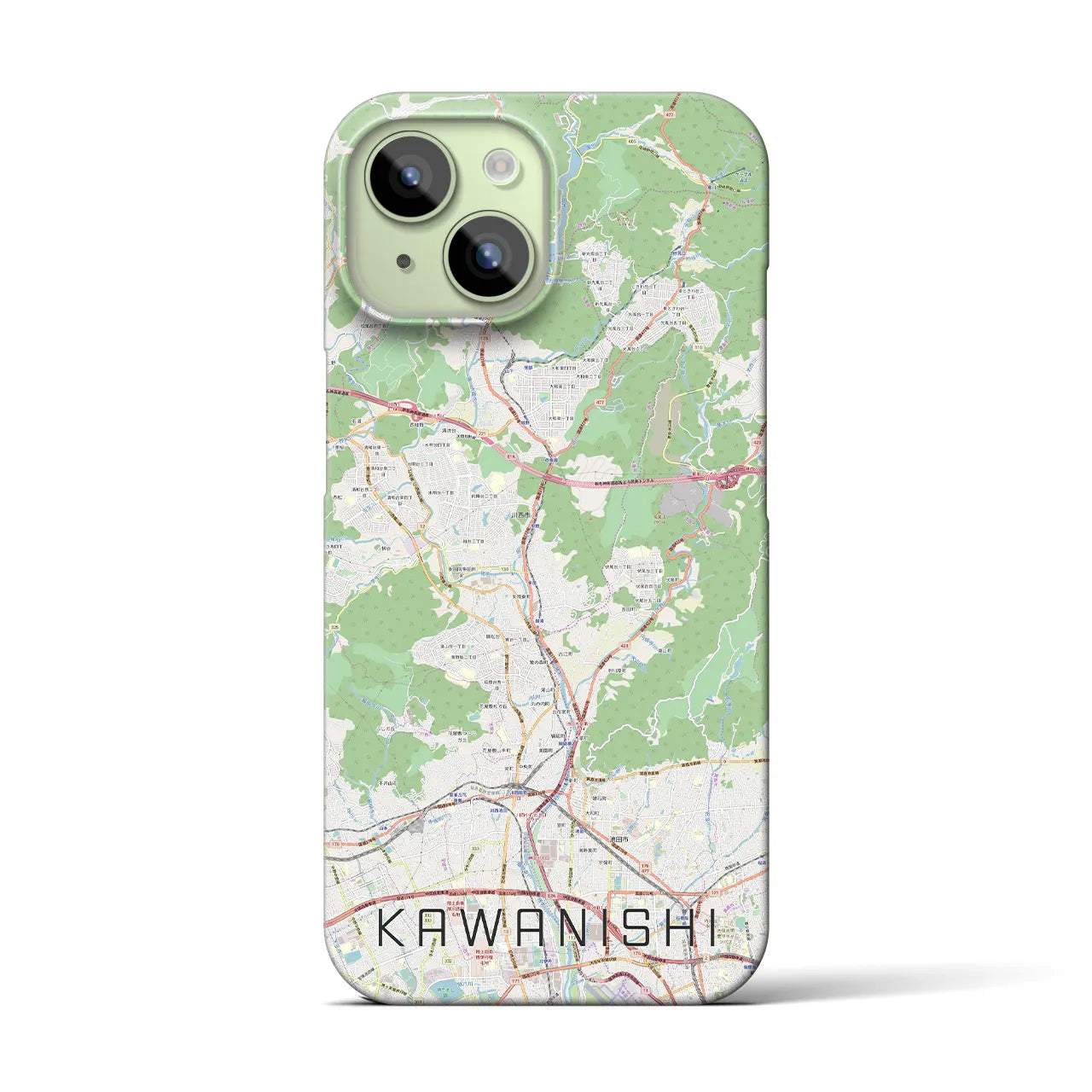 【川西】地図柄iPhoneケース（バックカバータイプ・ナチュラル）iPhone 15 用
