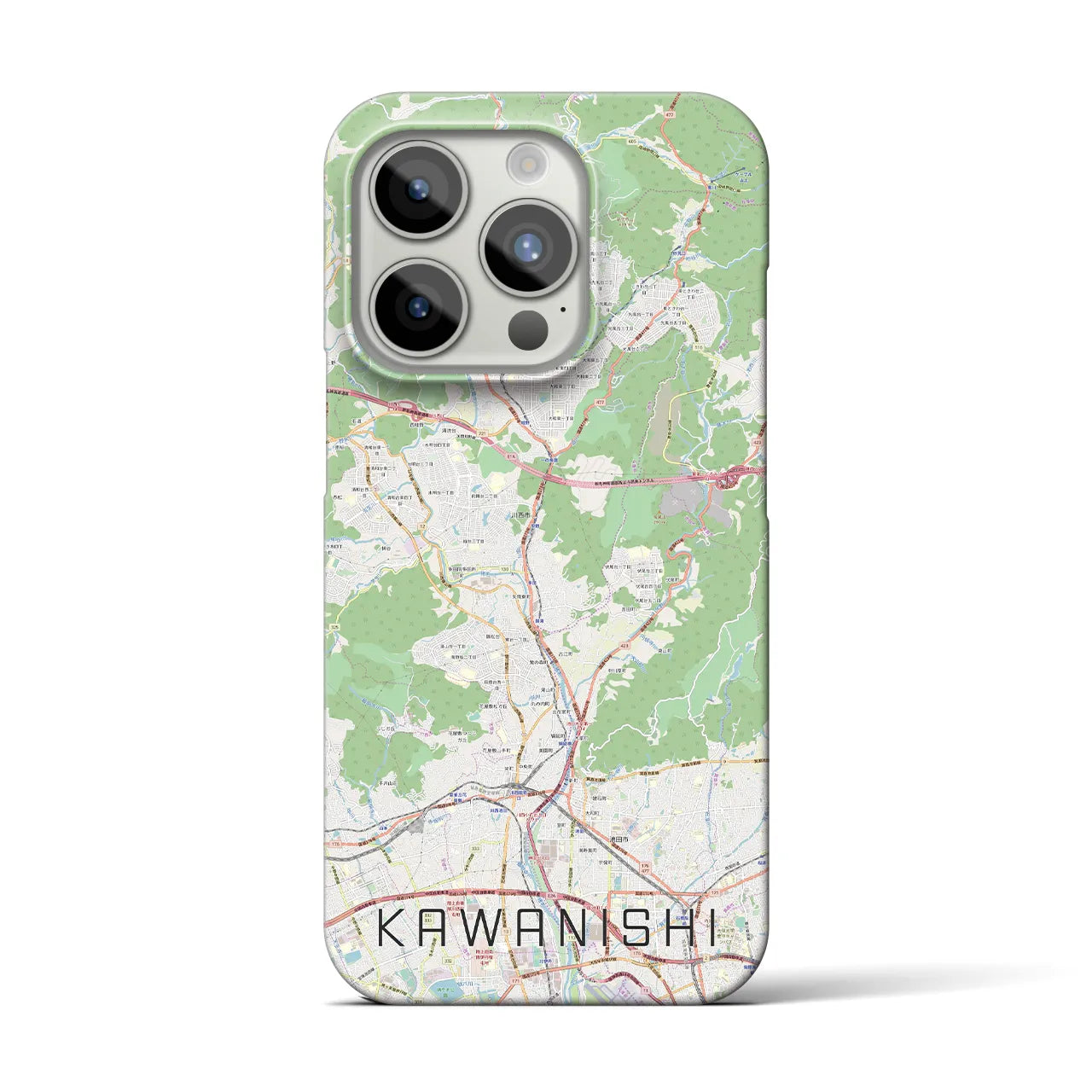 【川西】地図柄iPhoneケース（バックカバータイプ・ナチュラル）iPhone 15 Pro 用