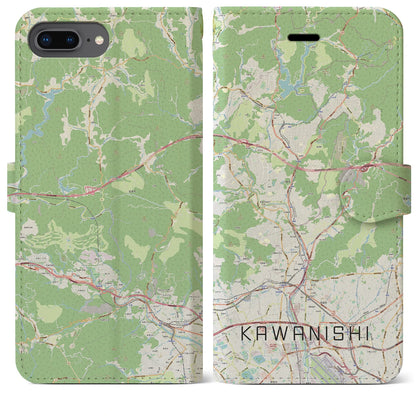 【川西（兵庫県）】地図柄iPhoneケース（手帳タイプ）ナチュラル・iPhone 8Plus /7Plus / 6sPlus / 6Plus 用