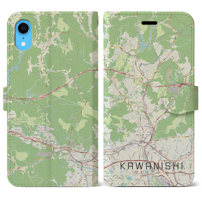 【川西（兵庫県）】地図柄iPhoneケース（手帳タイプ）ナチュラル・iPhone XR 用