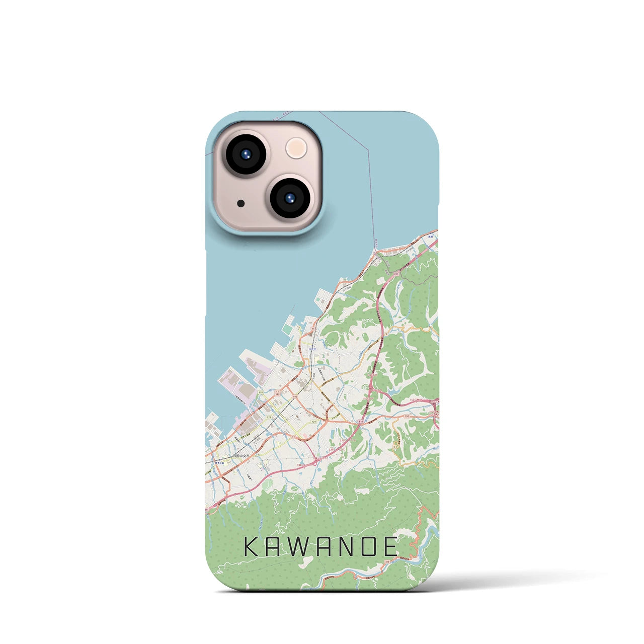 【川之江】地図柄iPhoneケース（バックカバータイプ・ナチュラル）iPhone 13 mini 用