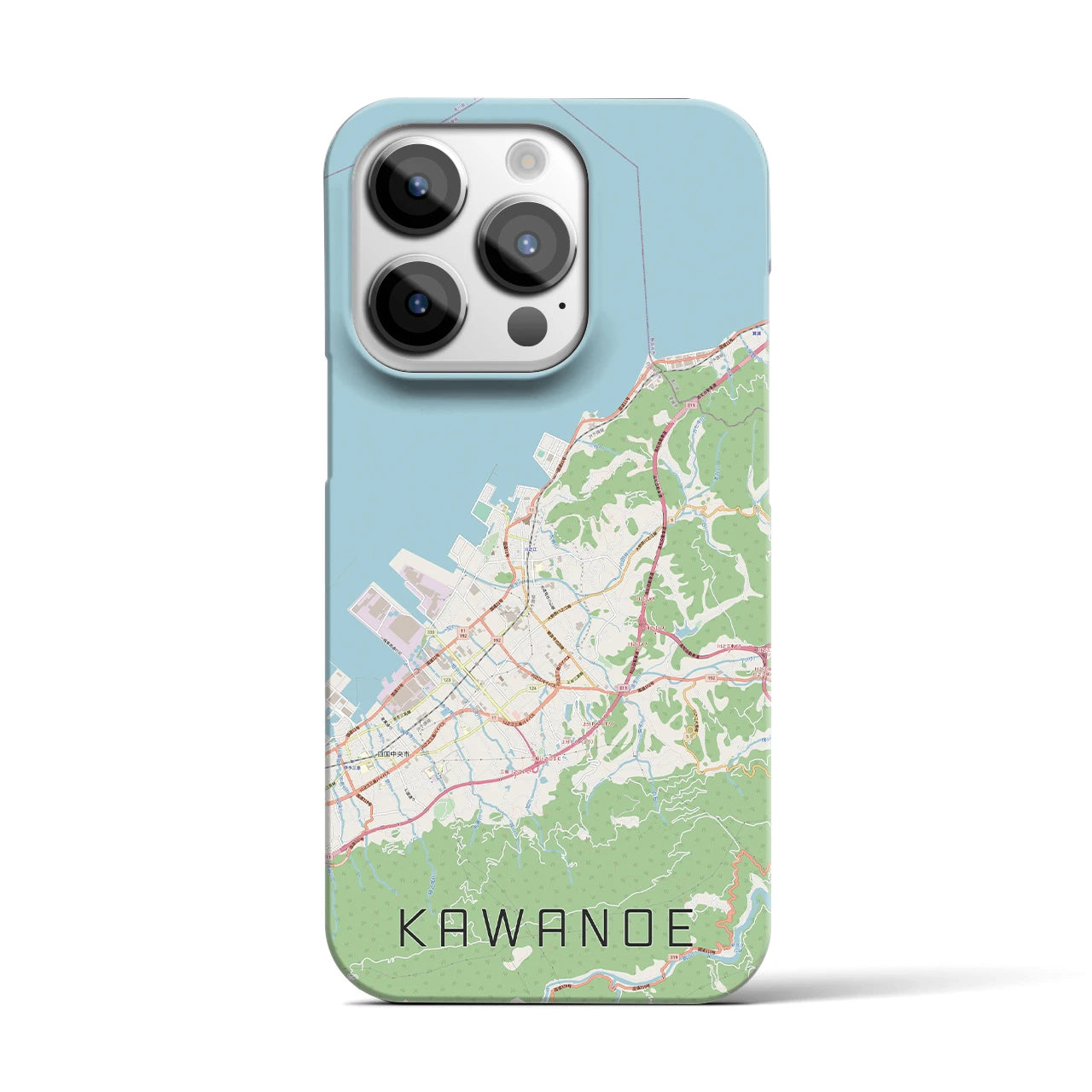 【川之江】地図柄iPhoneケース（バックカバータイプ・ナチュラル）iPhone 14 Pro 用