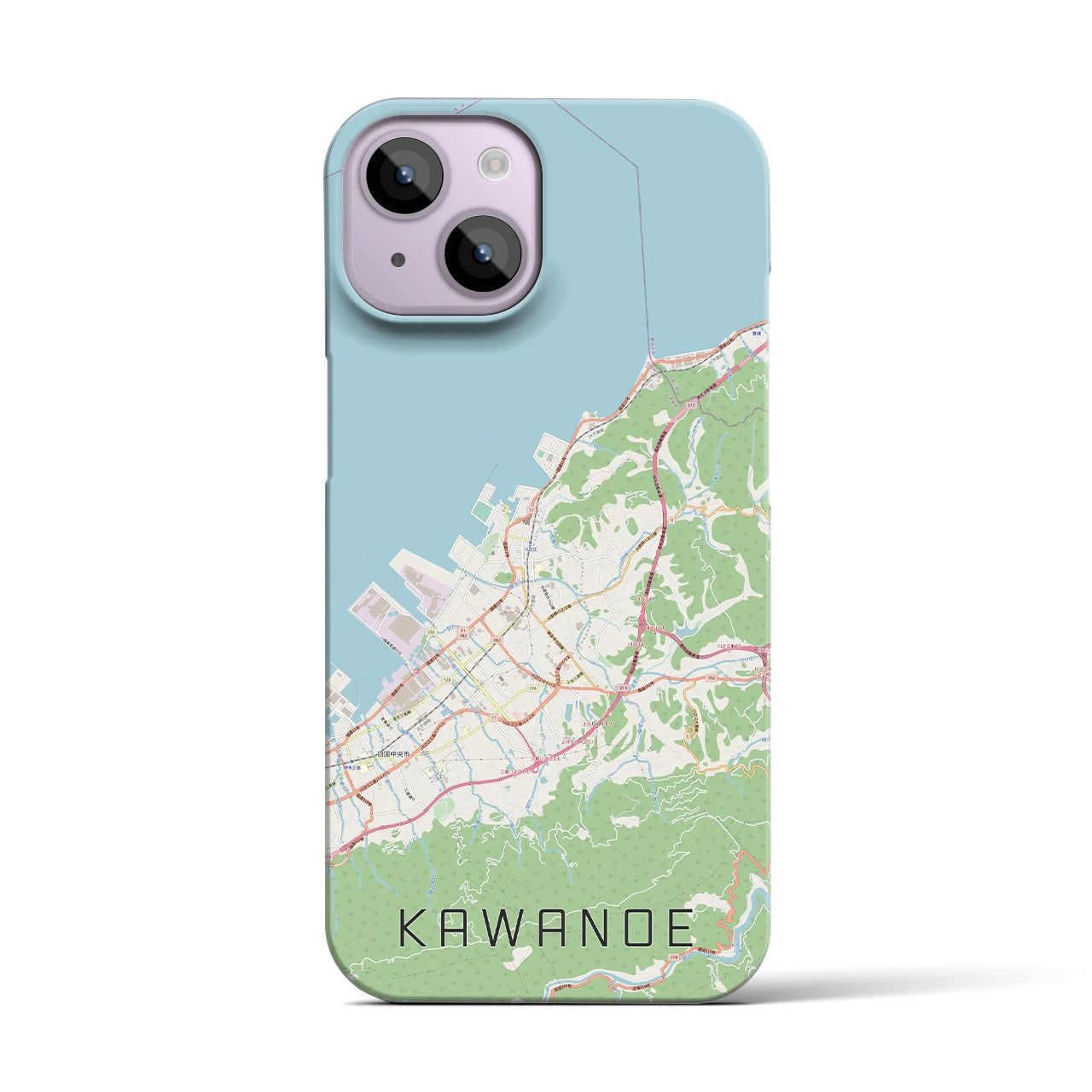 【川之江】地図柄iPhoneケース（バックカバータイプ・ナチュラル）iPhone 14 用