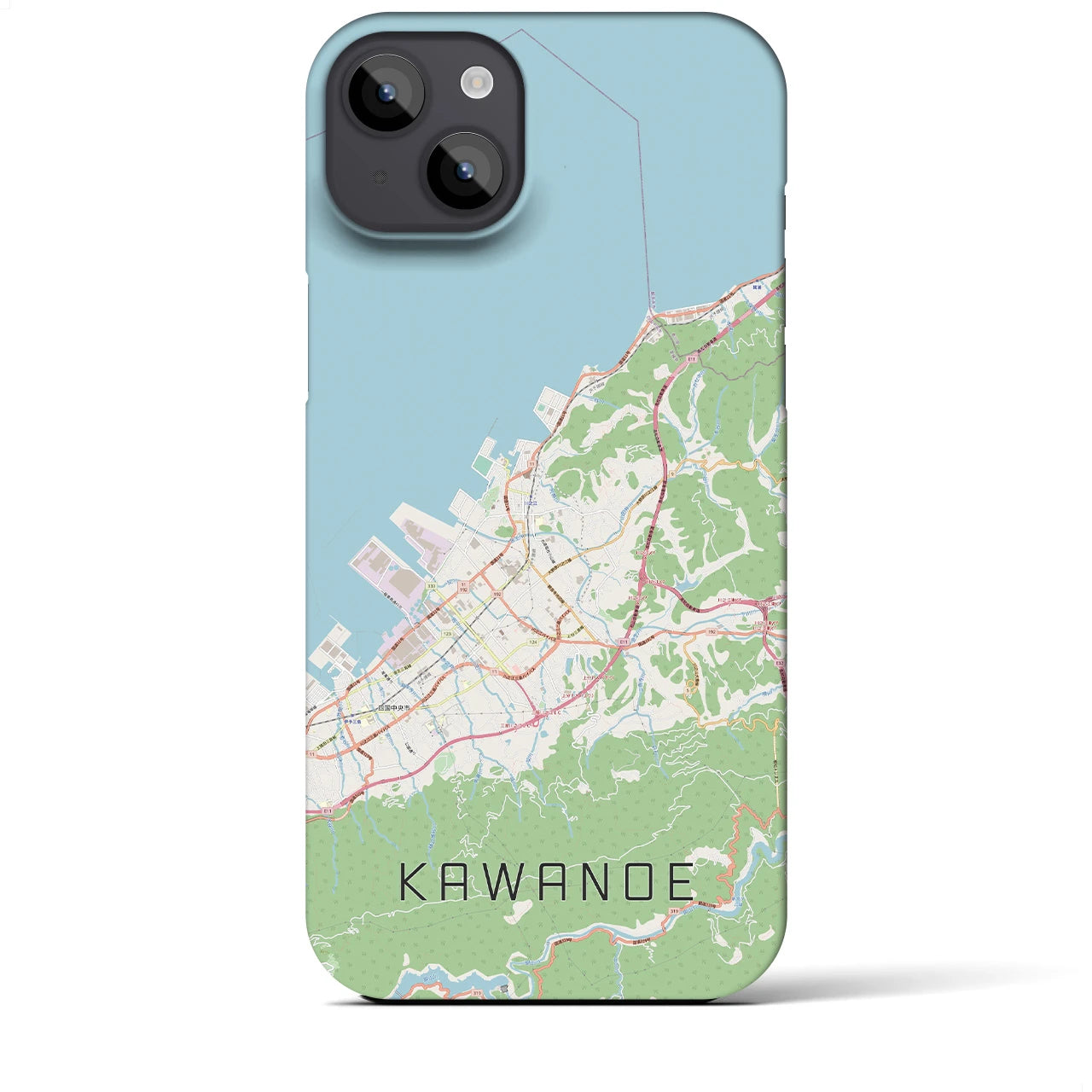 【川之江】地図柄iPhoneケース（バックカバータイプ・ナチュラル）iPhone 14 Plus 用