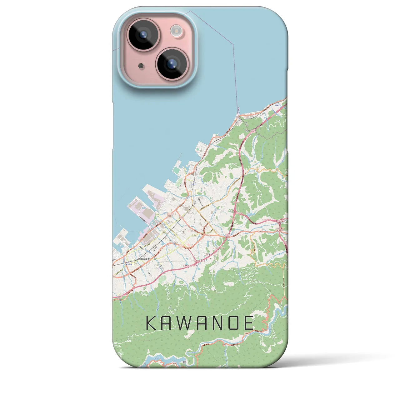 【川之江】地図柄iPhoneケース（バックカバータイプ・ナチュラル）iPhone 15 Plus 用