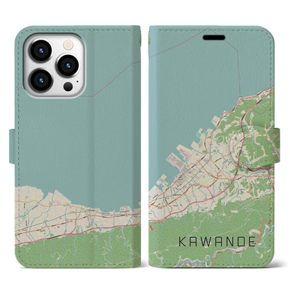 【川之江（愛媛県）】地図柄iPhoneケース（手帳タイプ）ナチュラル・iPhone 13 Pro 用