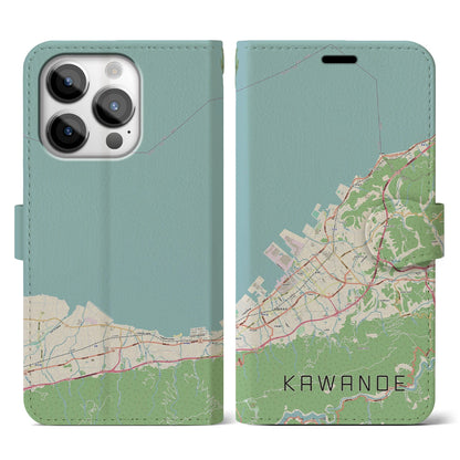 【川之江（愛媛県）】地図柄iPhoneケース（手帳タイプ）ナチュラル・iPhone 14 Pro 用