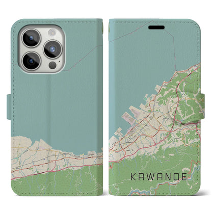 【川之江（愛媛県）】地図柄iPhoneケース（手帳タイプ）ナチュラル・iPhone 15 Pro 用