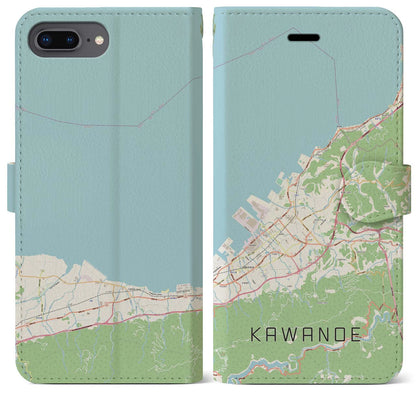 【川之江（愛媛県）】地図柄iPhoneケース（手帳タイプ）ナチュラル・iPhone 8Plus /7Plus / 6sPlus / 6Plus 用