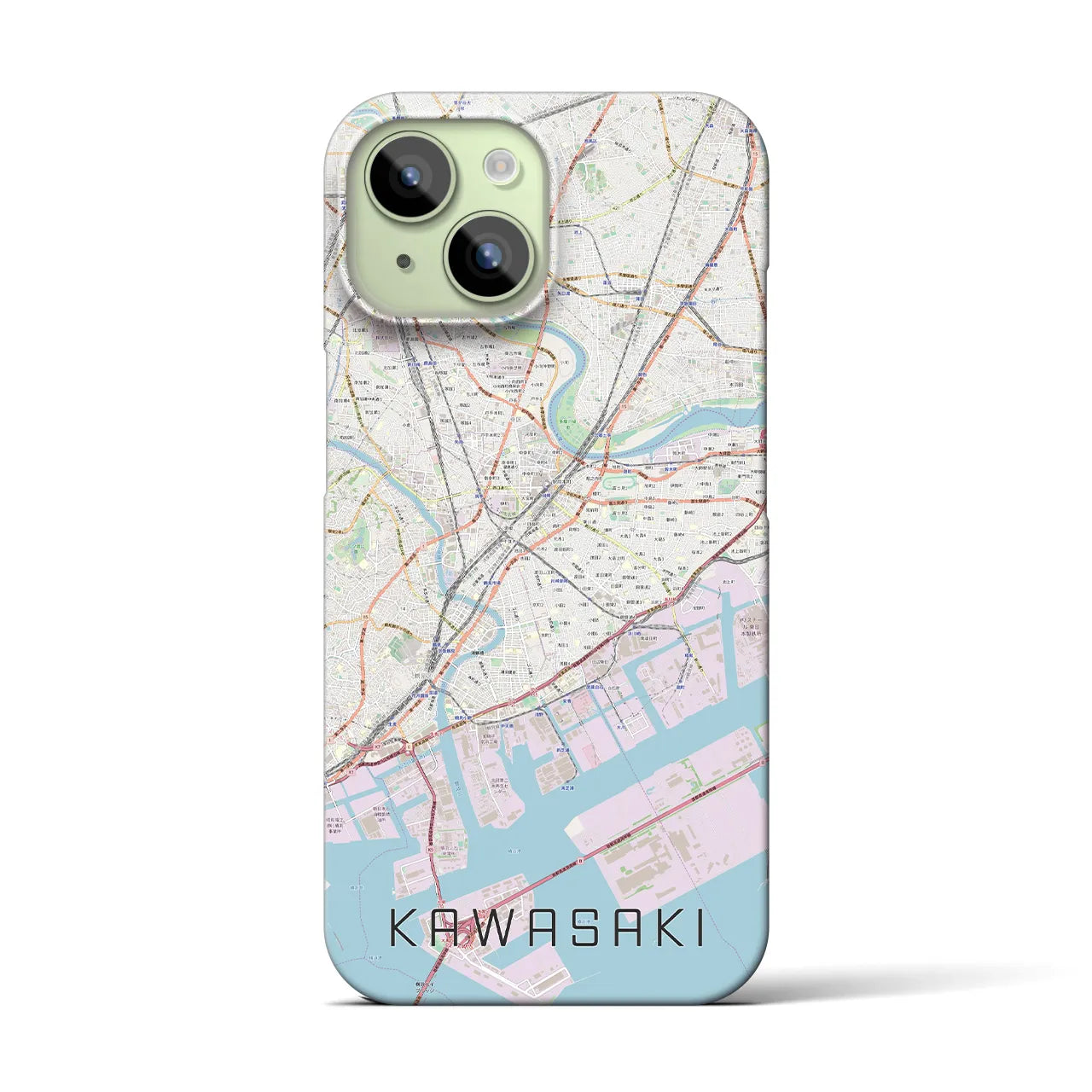 【川崎】地図柄iPhoneケース（バックカバータイプ・ナチュラル）iPhone 15 用