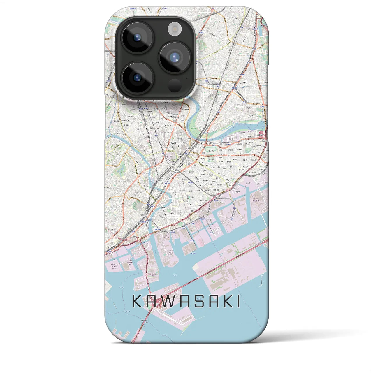 【川崎】地図柄iPhoneケース（バックカバータイプ・ナチュラル）iPhone 15 Pro Max 用