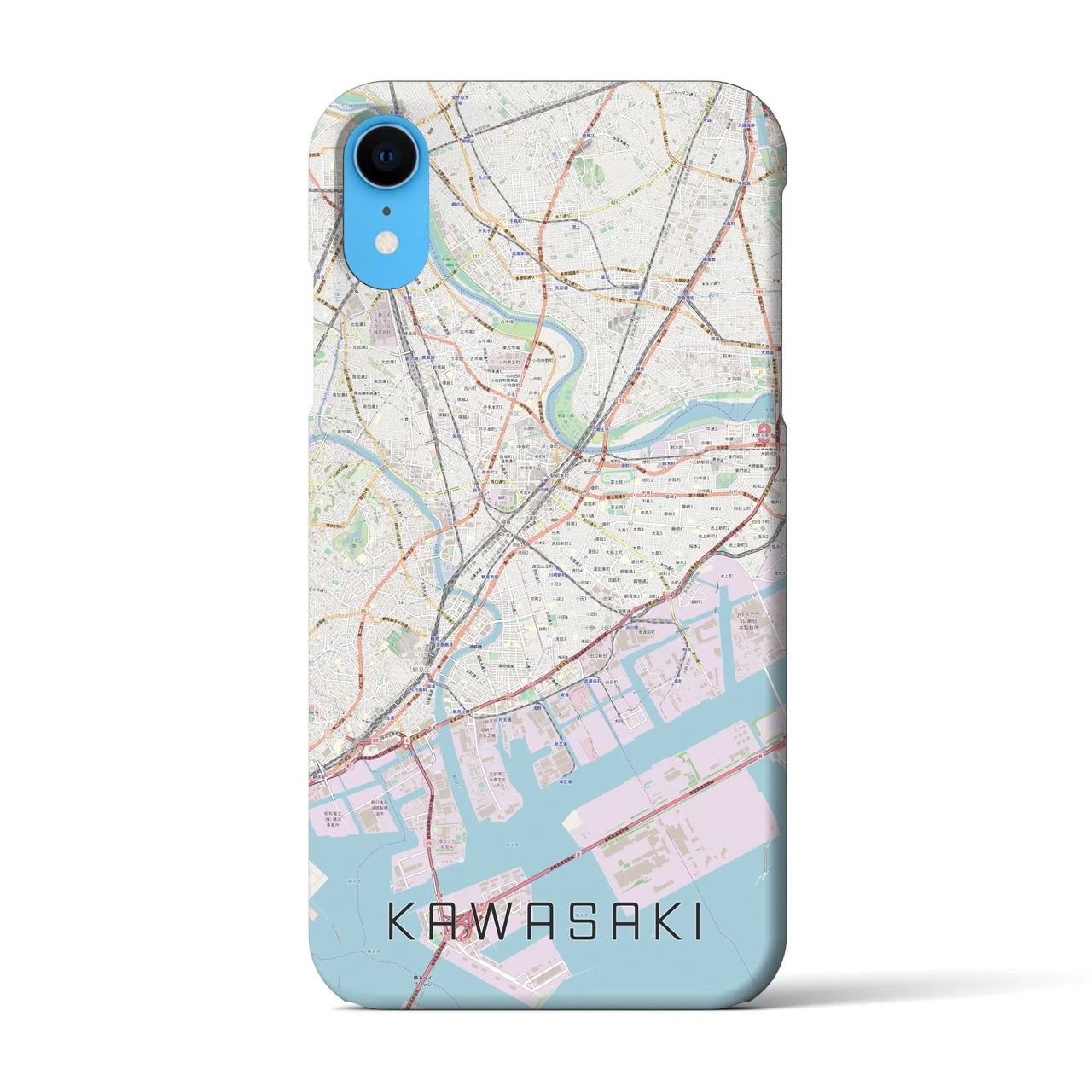 【川崎】地図柄iPhoneケース（バックカバータイプ・ナチュラル）iPhone XR 用