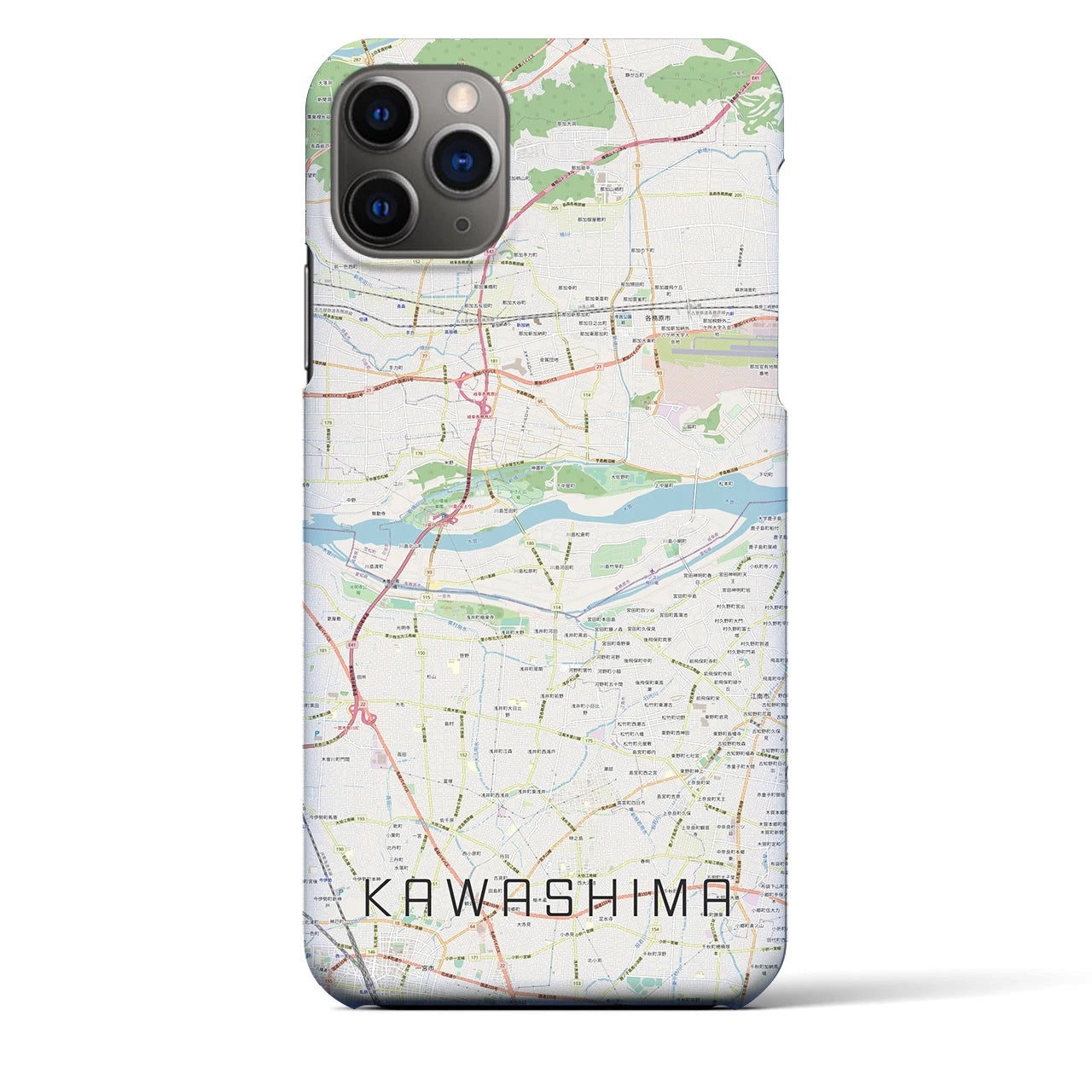 【川島】地図柄iPhoneケース（バックカバータイプ・ナチュラル）iPhone 11 Pro Max 用