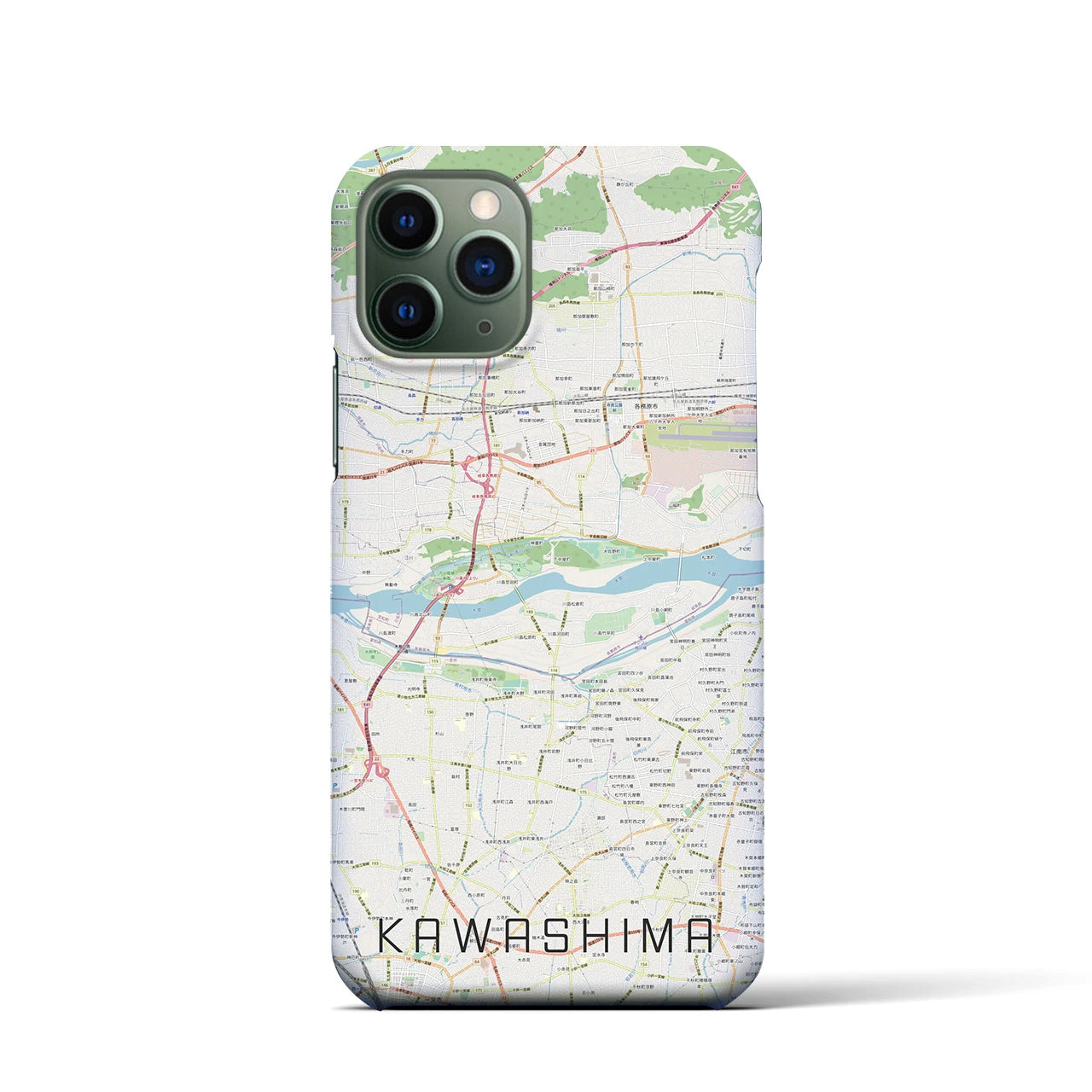【川島】地図柄iPhoneケース（バックカバータイプ・ナチュラル）iPhone 11 Pro 用