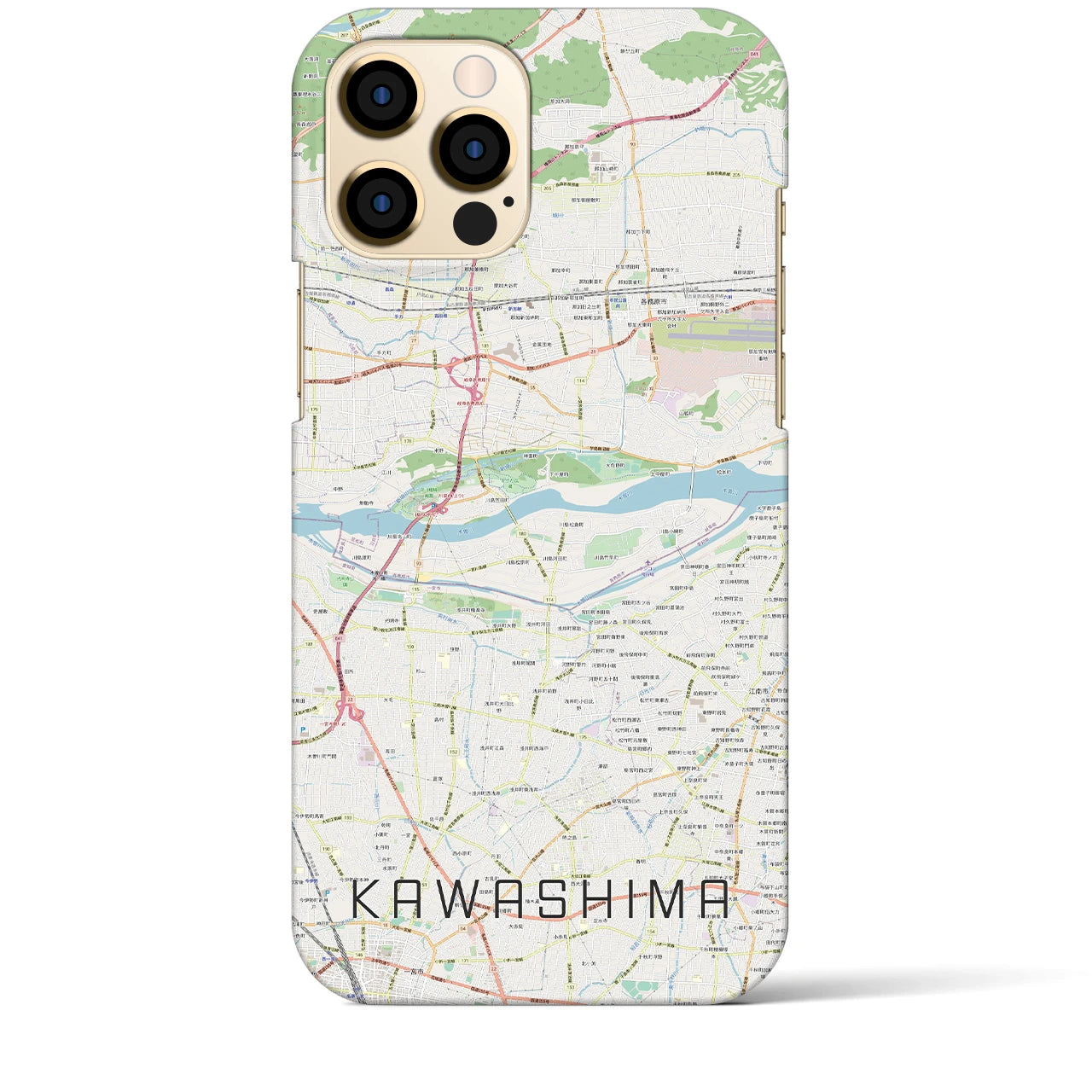 【川島】地図柄iPhoneケース（バックカバータイプ・ナチュラル）iPhone 12 Pro Max 用
