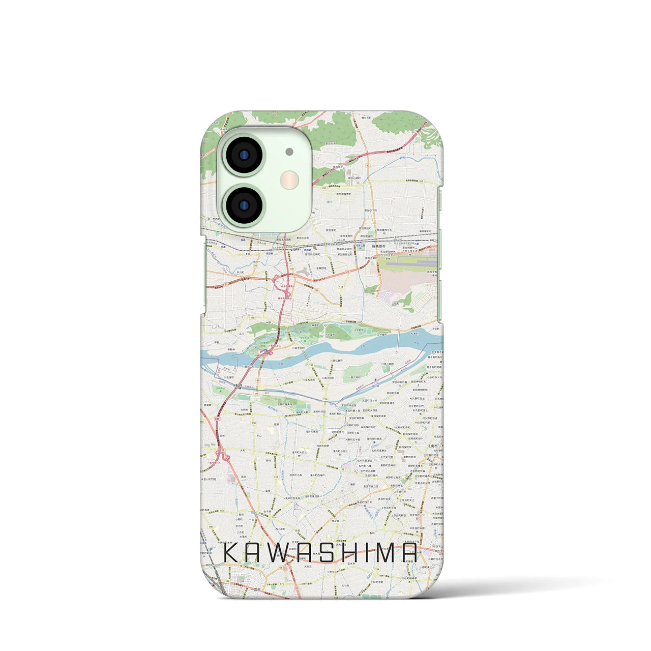 【川島】地図柄iPhoneケース（バックカバータイプ・ナチュラル）iPhone 12 mini 用