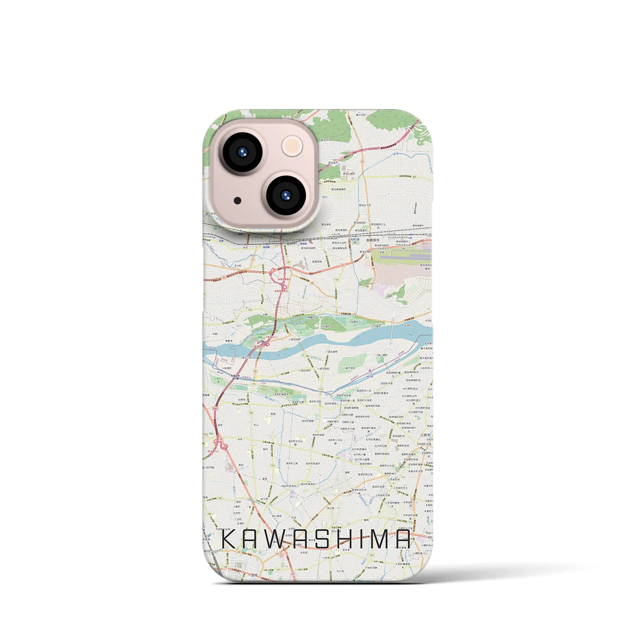 【川島】地図柄iPhoneケース（バックカバータイプ・ナチュラル）iPhone 13 mini 用