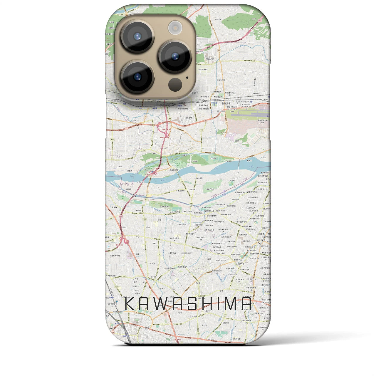 【川島】地図柄iPhoneケース（バックカバータイプ・ナチュラル）iPhone 14 Pro Max 用