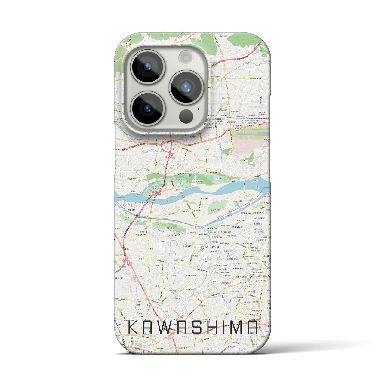 【川島】地図柄iPhoneケース（バックカバータイプ・ナチュラル）iPhone 15 Pro 用