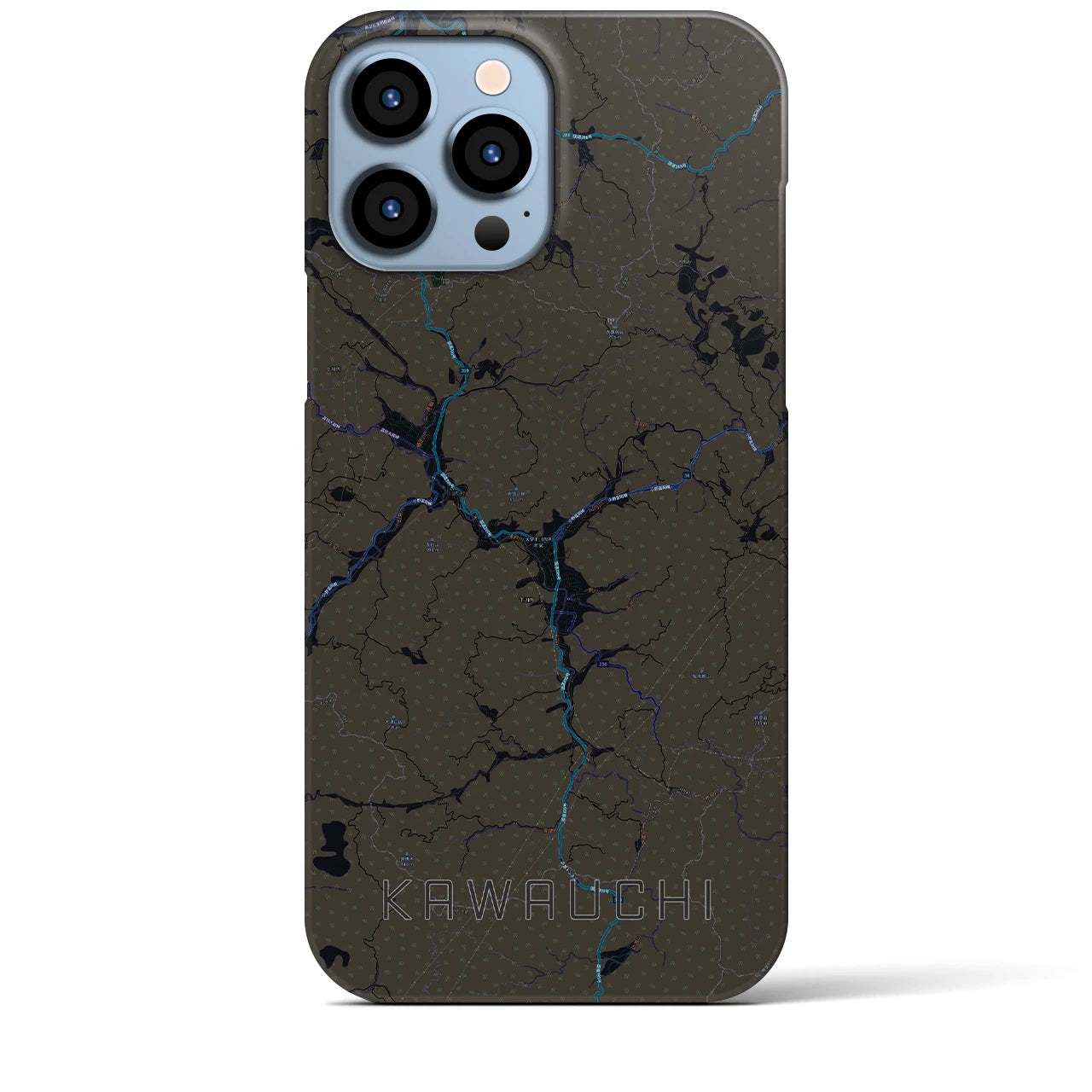 【川内】地図柄iPhoneケース（バックカバータイプ・ブラック）iPhone 13 Pro Max 用