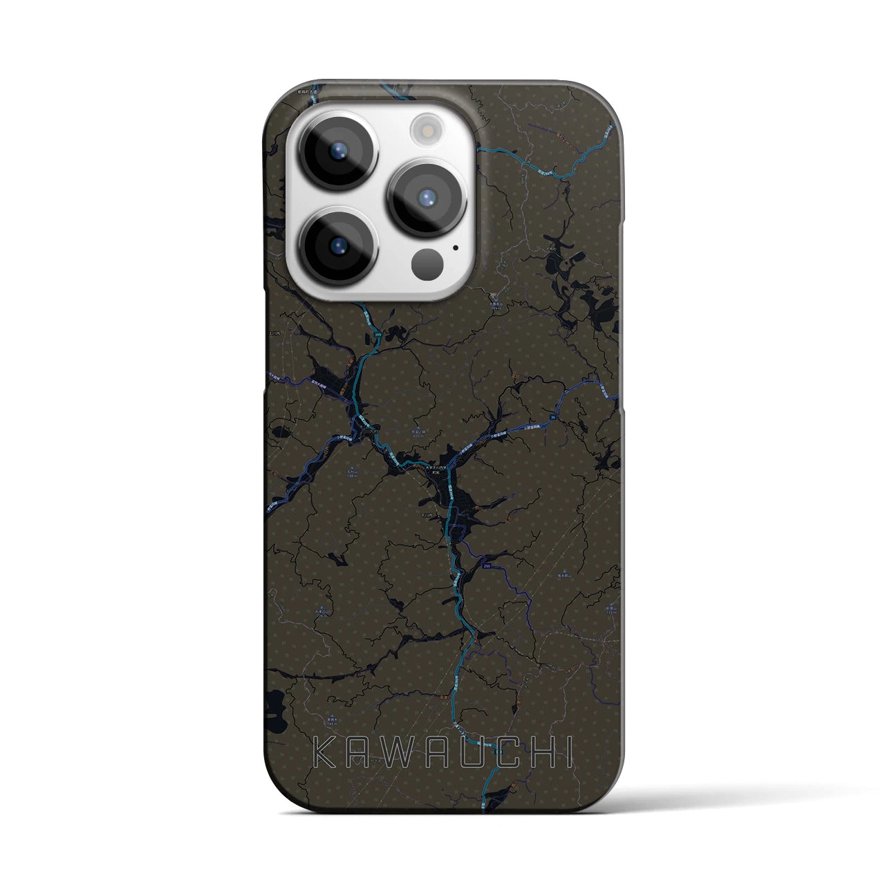 【川内】地図柄iPhoneケース（バックカバータイプ・ブラック）iPhone 14 Pro 用