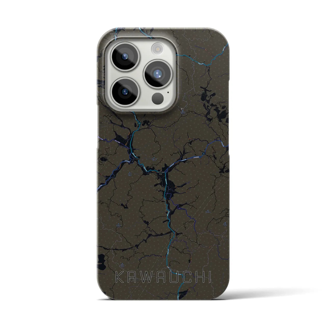 【川内】地図柄iPhoneケース（バックカバータイプ・ブラック）iPhone 15 Pro 用