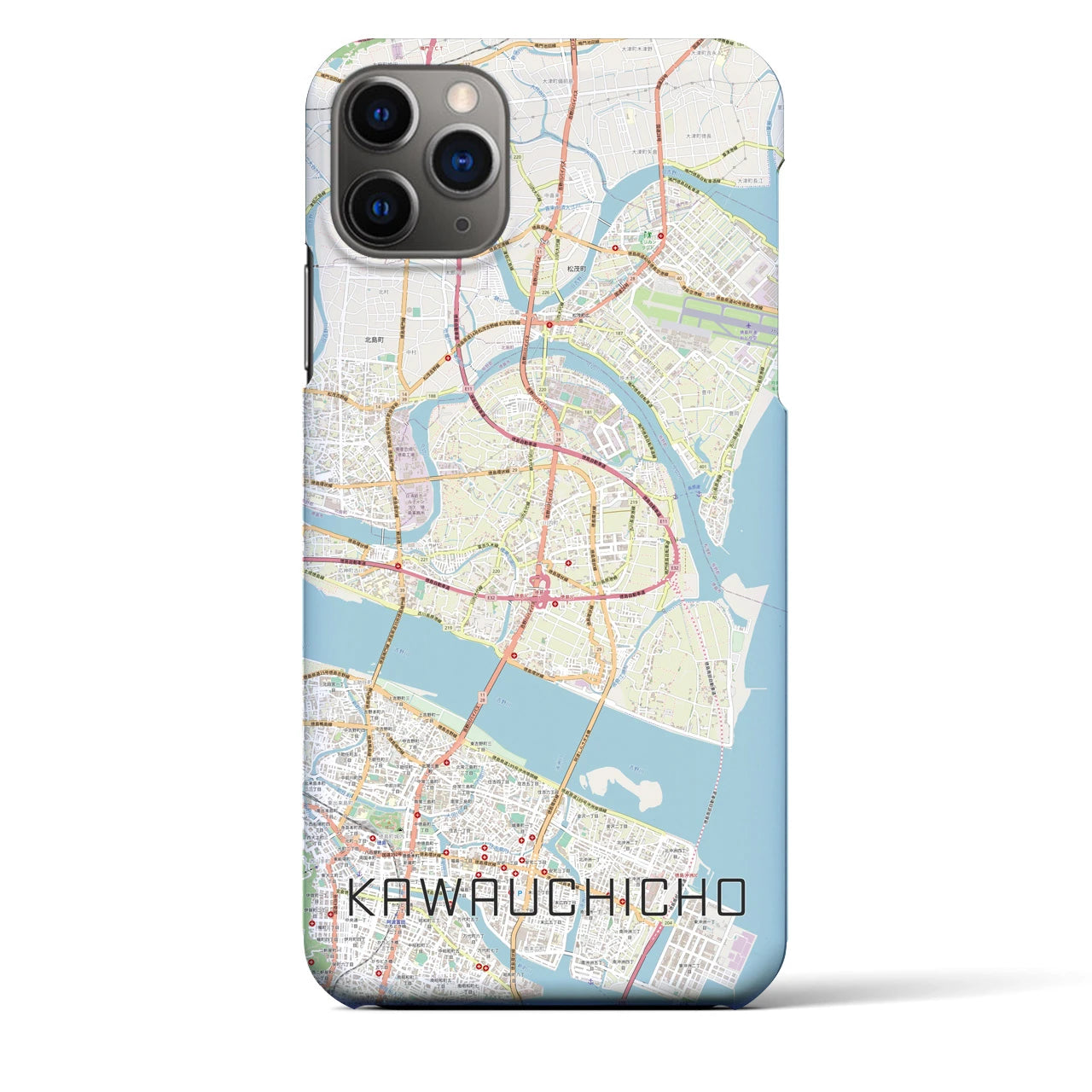 【川内町】地図柄iPhoneケース（バックカバータイプ・ナチュラル）iPhone 11 Pro Max 用
