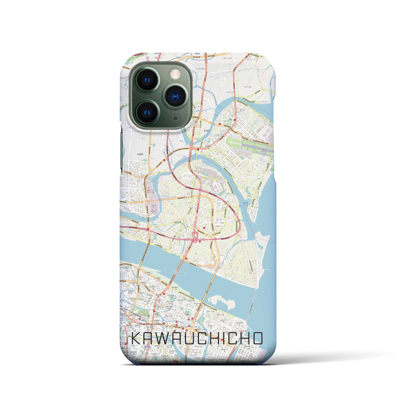 【川内町】地図柄iPhoneケース（バックカバータイプ・ナチュラル）iPhone 11 Pro 用