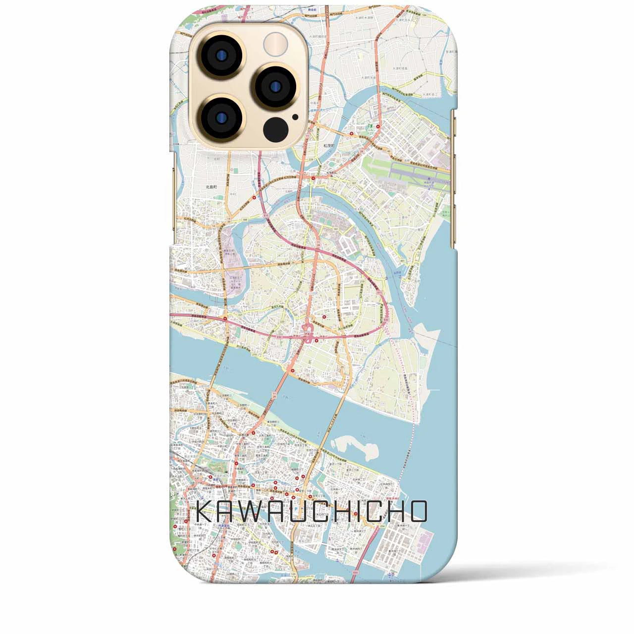 【川内町】地図柄iPhoneケース（バックカバータイプ・ナチュラル）iPhone 12 Pro Max 用