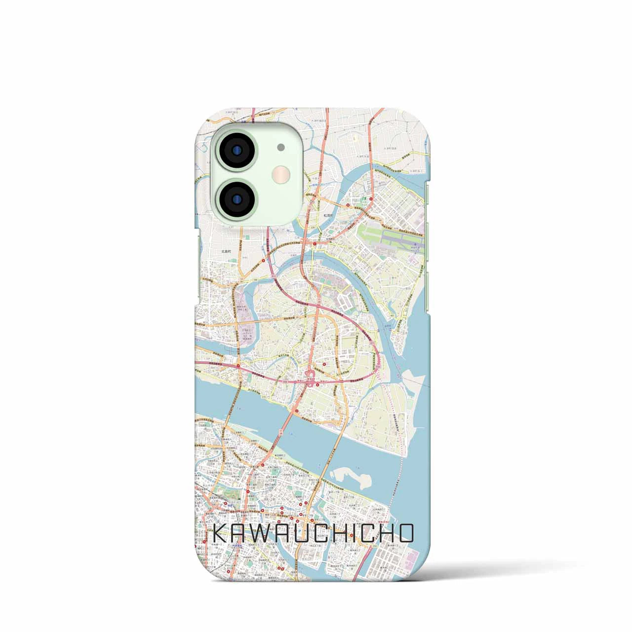 【川内町】地図柄iPhoneケース（バックカバータイプ・ナチュラル）iPhone 12 mini 用