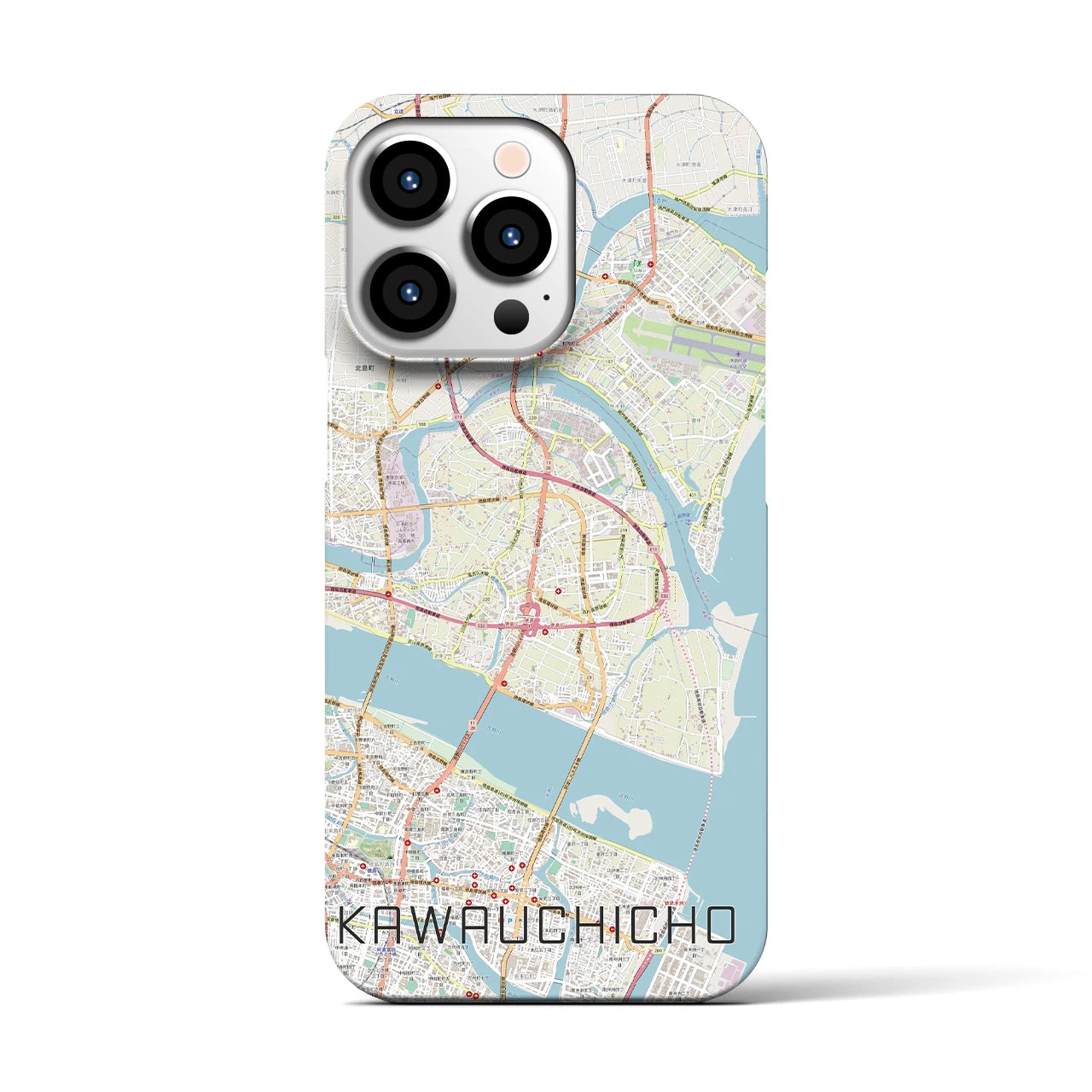 【川内町】地図柄iPhoneケース（バックカバータイプ・ナチュラル）iPhone 13 Pro 用
