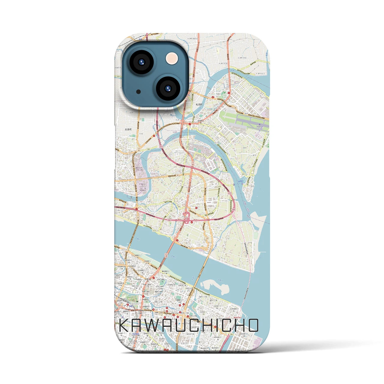 【川内町】地図柄iPhoneケース（バックカバータイプ・ナチュラル）iPhone 13 用