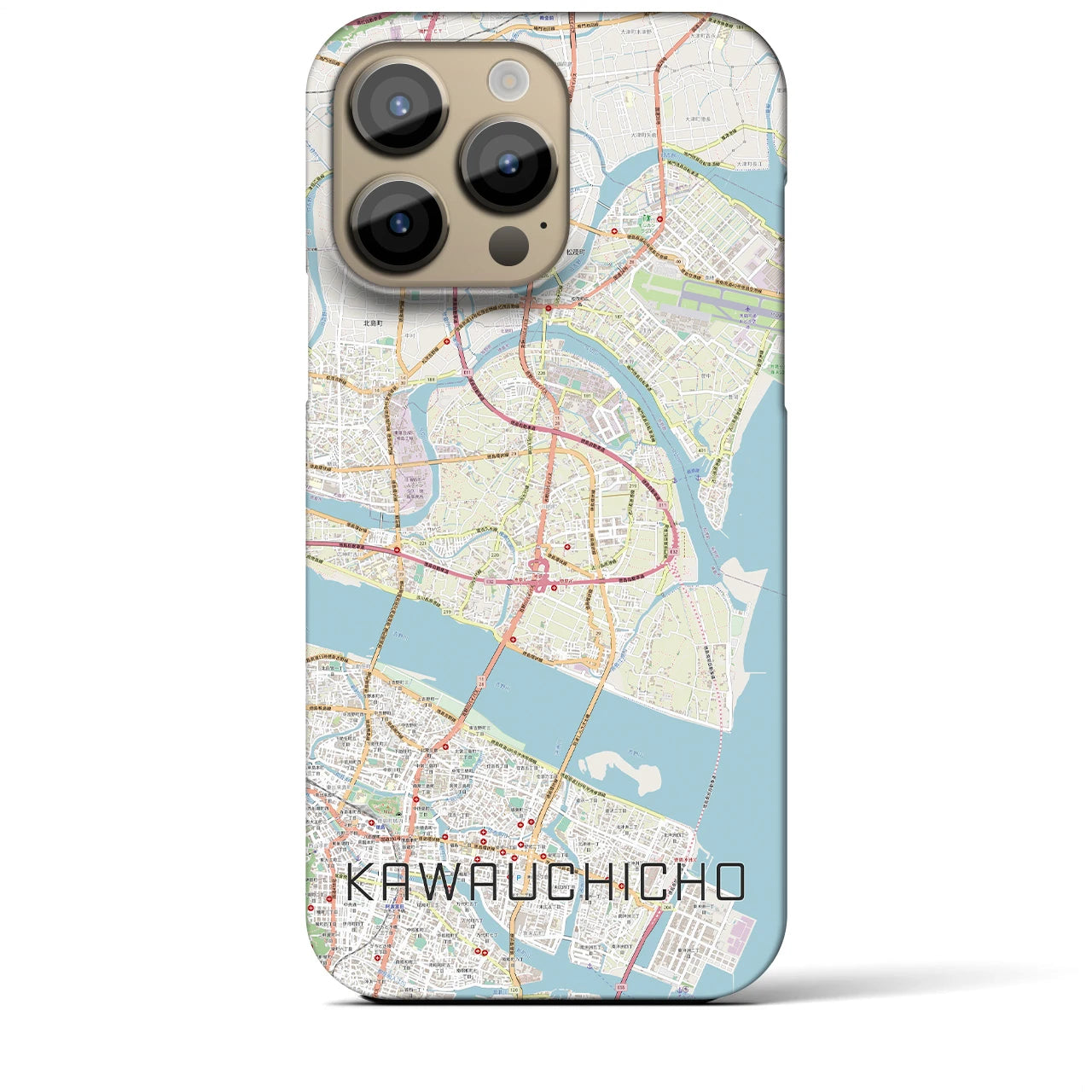 【川内町】地図柄iPhoneケース（バックカバータイプ・ナチュラル）iPhone 14 Pro Max 用