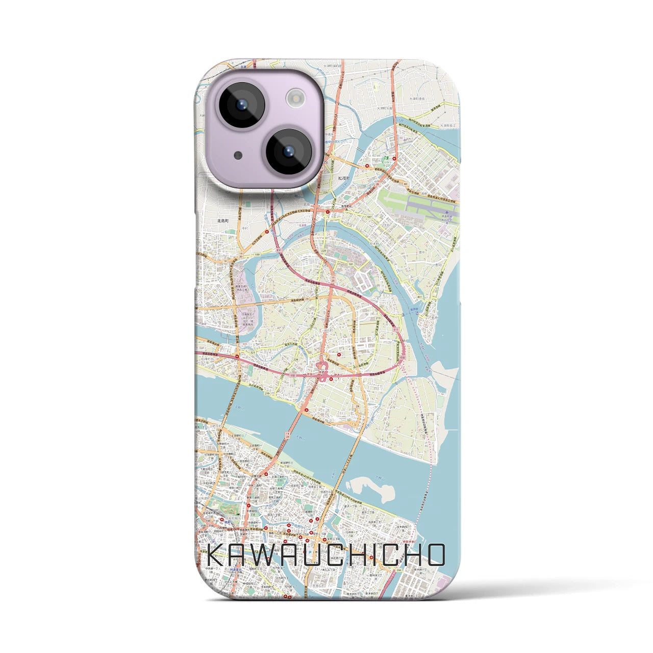 【川内町】地図柄iPhoneケース（バックカバータイプ・ナチュラル）iPhone 14 用