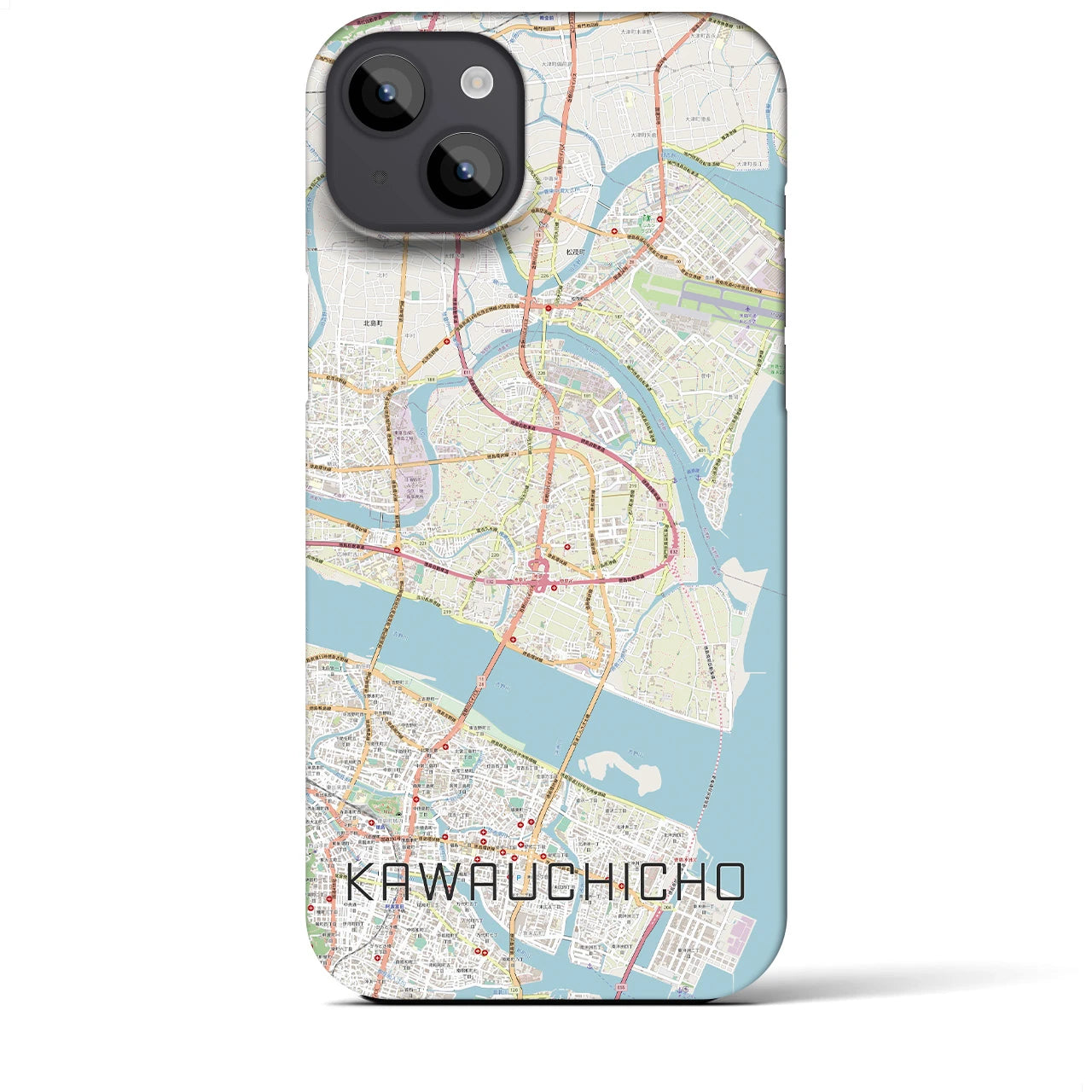 【川内町】地図柄iPhoneケース（バックカバータイプ・ナチュラル）iPhone 14 Plus 用