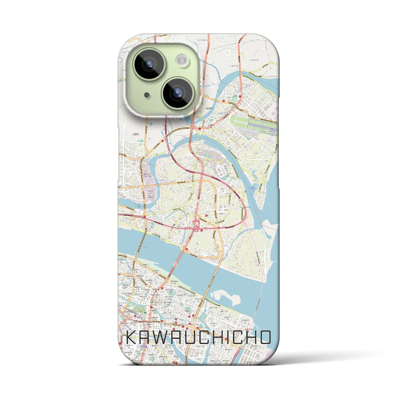 【川内町】地図柄iPhoneケース（バックカバータイプ・ナチュラル）iPhone 15 用
