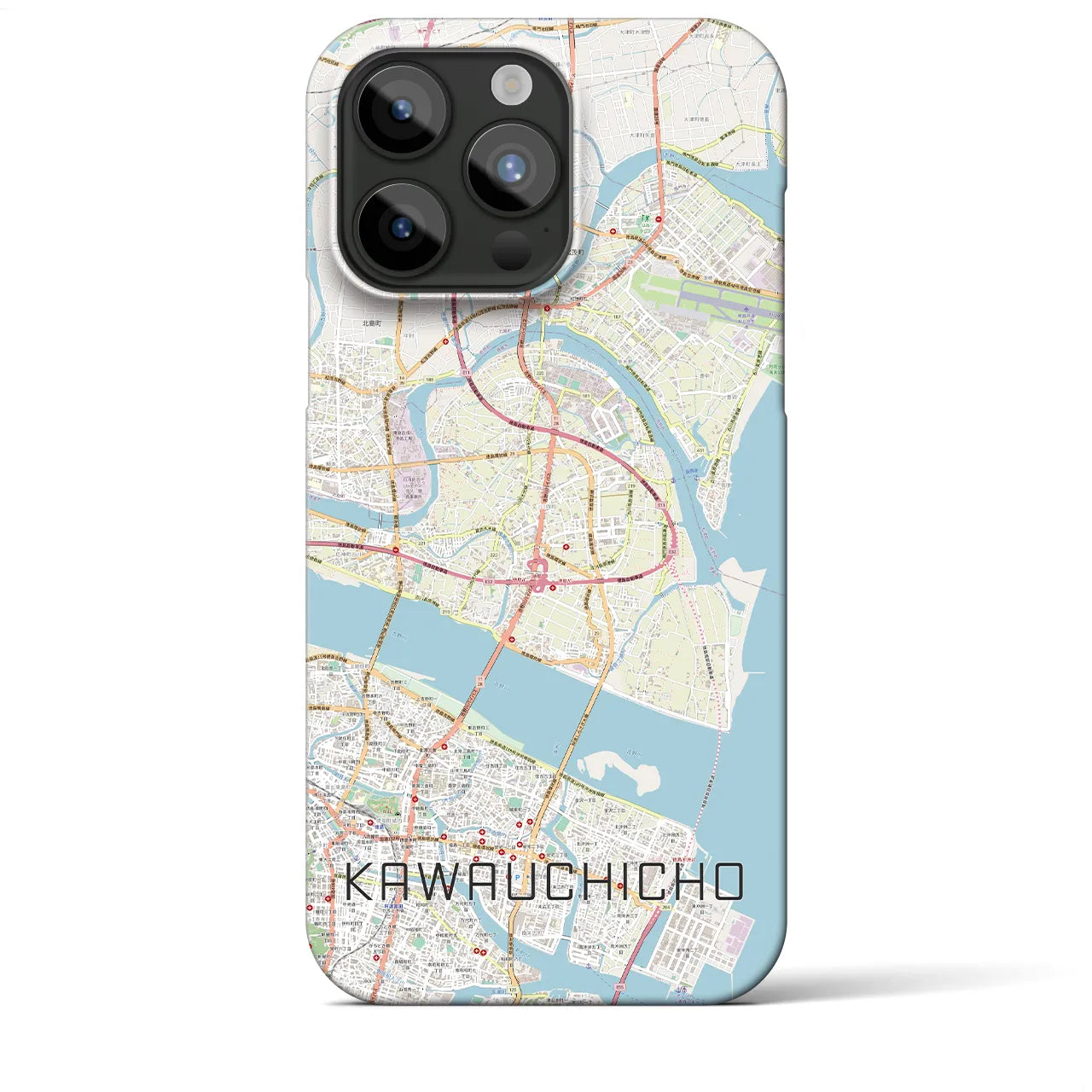 【川内町】地図柄iPhoneケース（バックカバータイプ・ナチュラル）iPhone 15 Pro Max 用