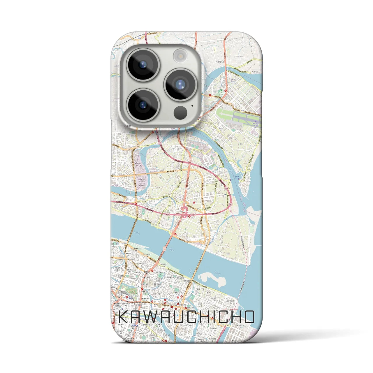 【川内町】地図柄iPhoneケース（バックカバータイプ・ナチュラル）iPhone 15 Pro 用