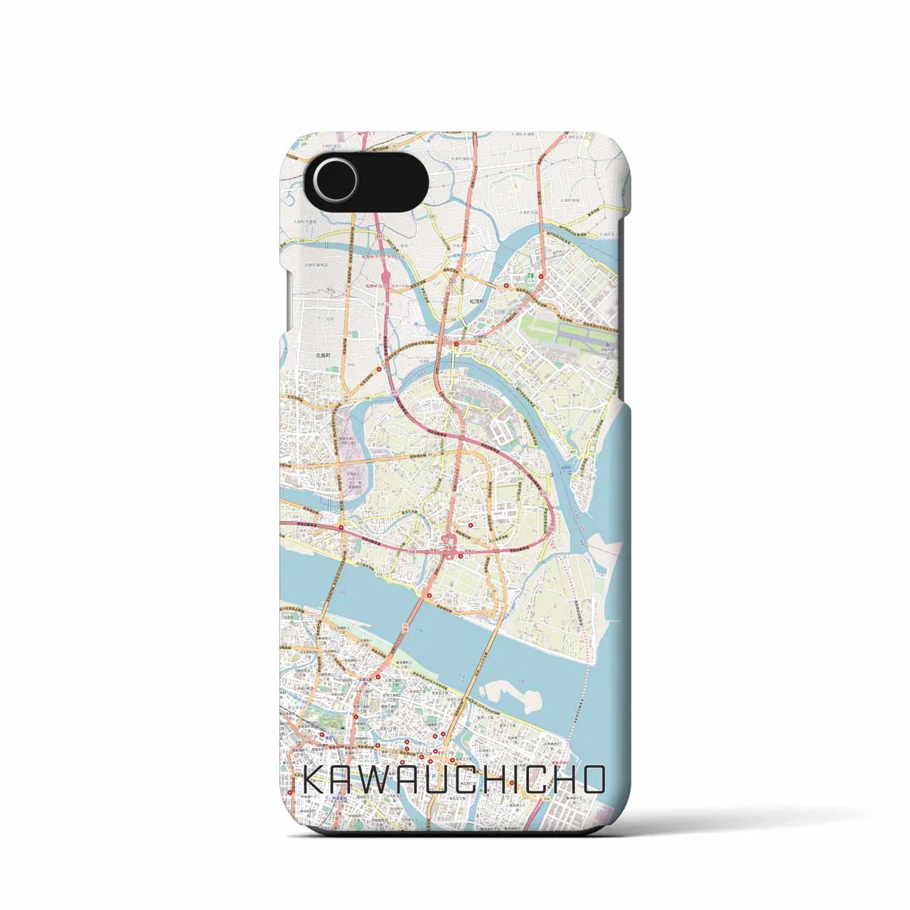 【川内町】地図柄iPhoneケース（バックカバータイプ・ナチュラル）iPhone SE（第3 / 第2世代） / 8 / 7 / 6s / 6 用