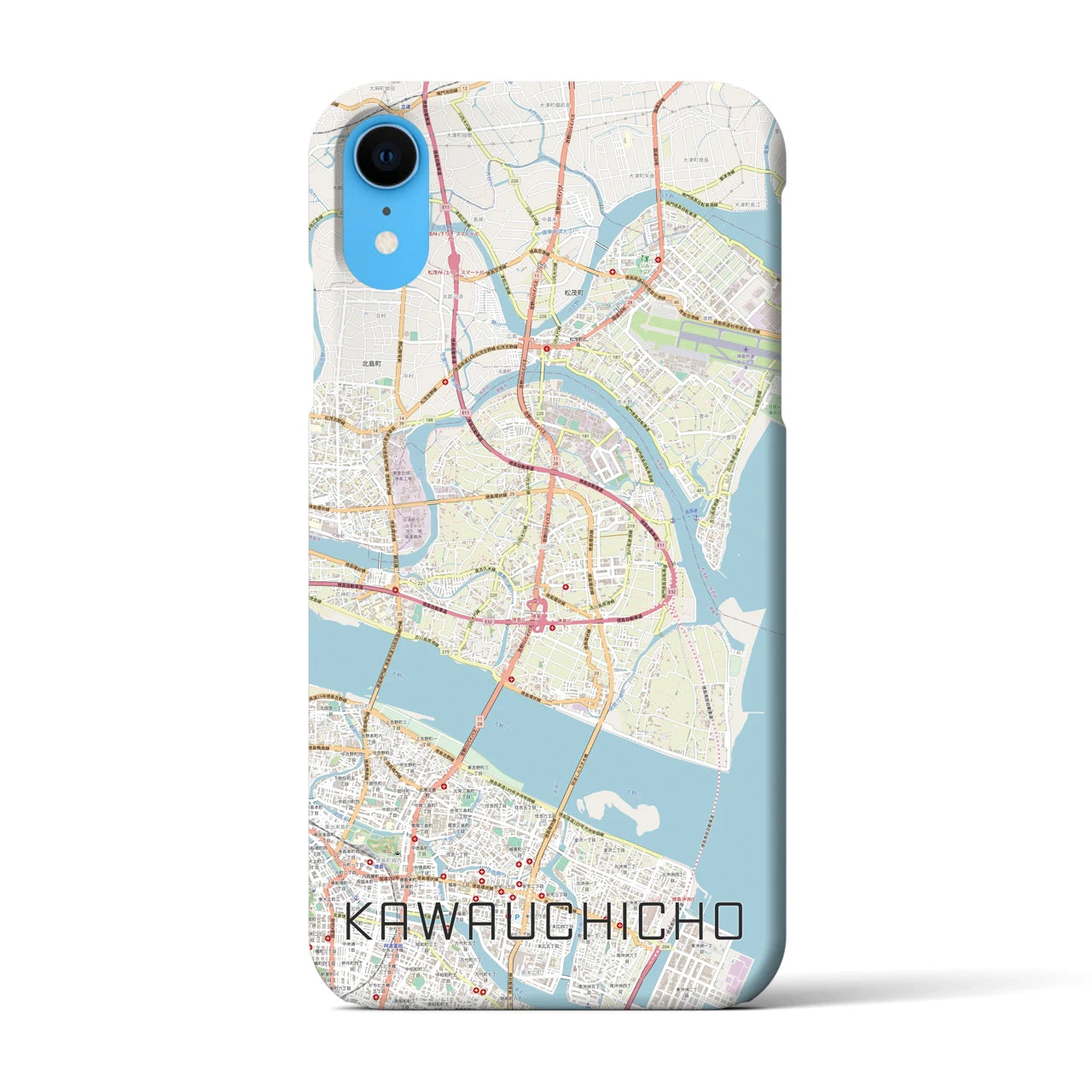 【川内町】地図柄iPhoneケース（バックカバータイプ・ナチュラル）iPhone XR 用