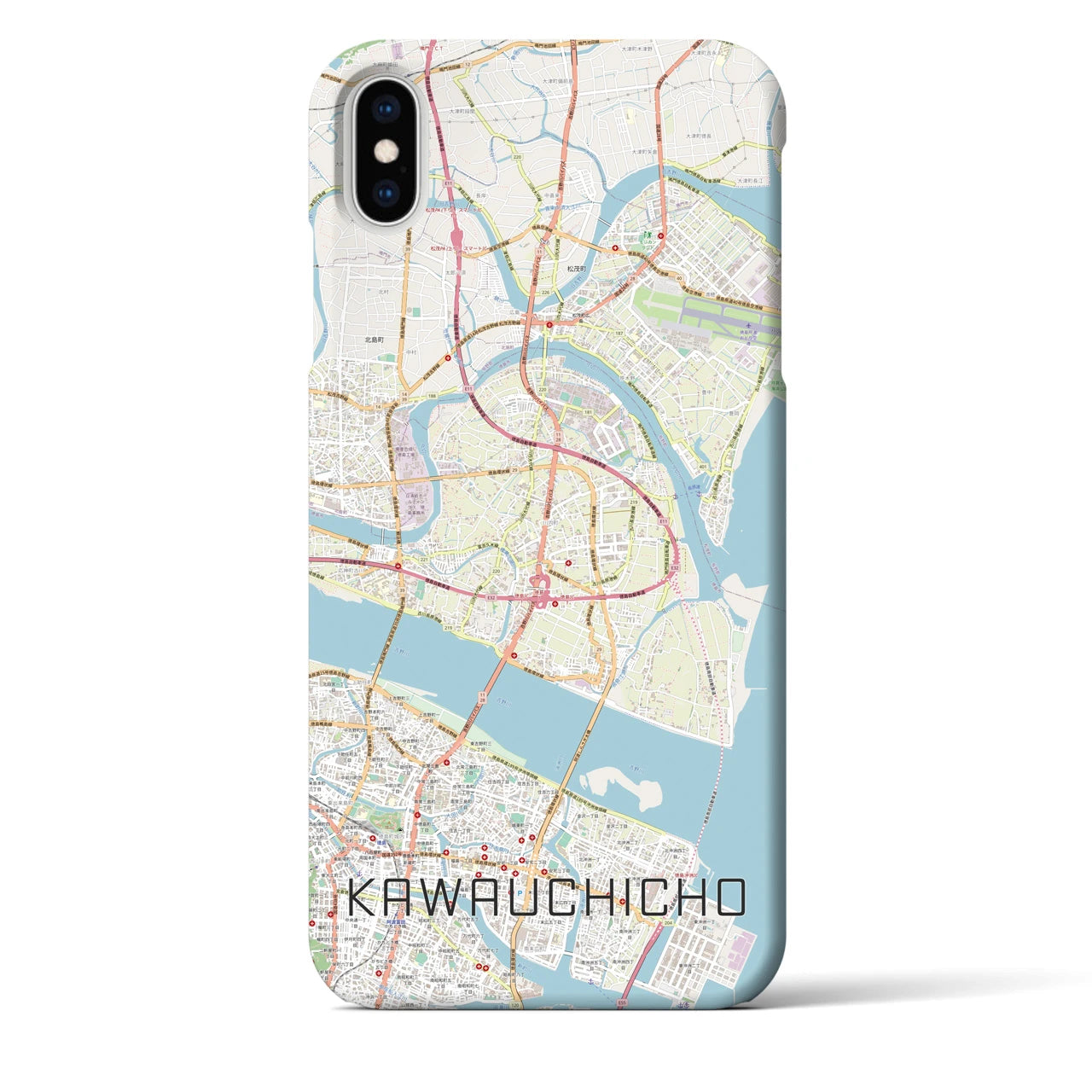 【川内町】地図柄iPhoneケース（バックカバータイプ・ナチュラル）iPhone XS Max 用