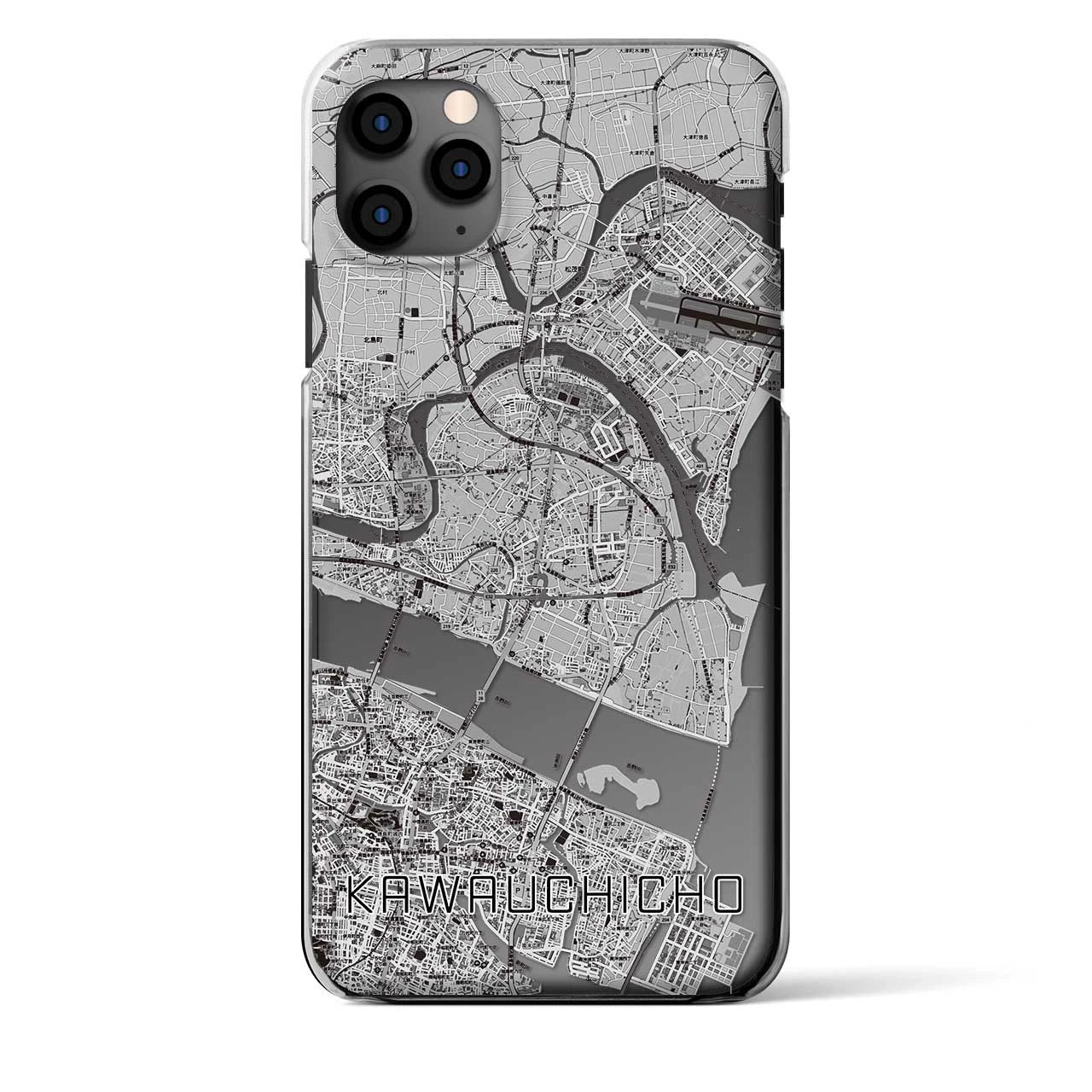 【川内町】地図柄iPhoneケース（クリアタイプ・モノトーン）iPhone 11 Pro Max 用