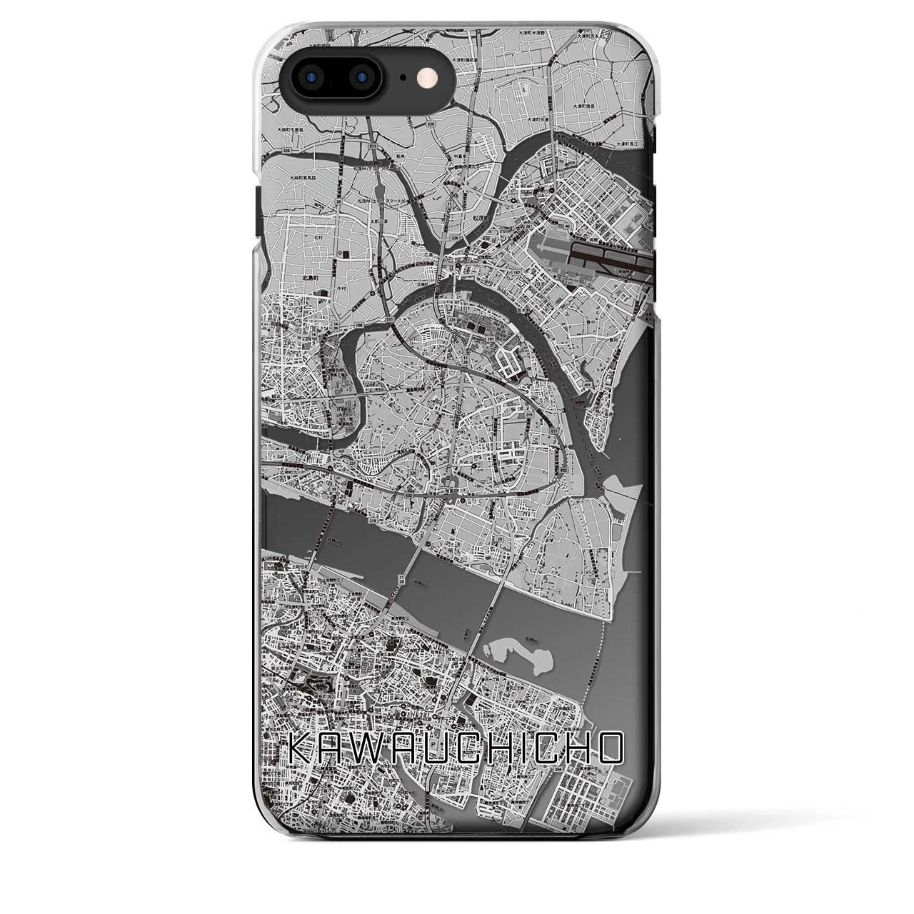 【川内町】地図柄iPhoneケース（クリアタイプ・モノトーン）iPhone 8Plus /7Plus / 6sPlus / 6Plus 用