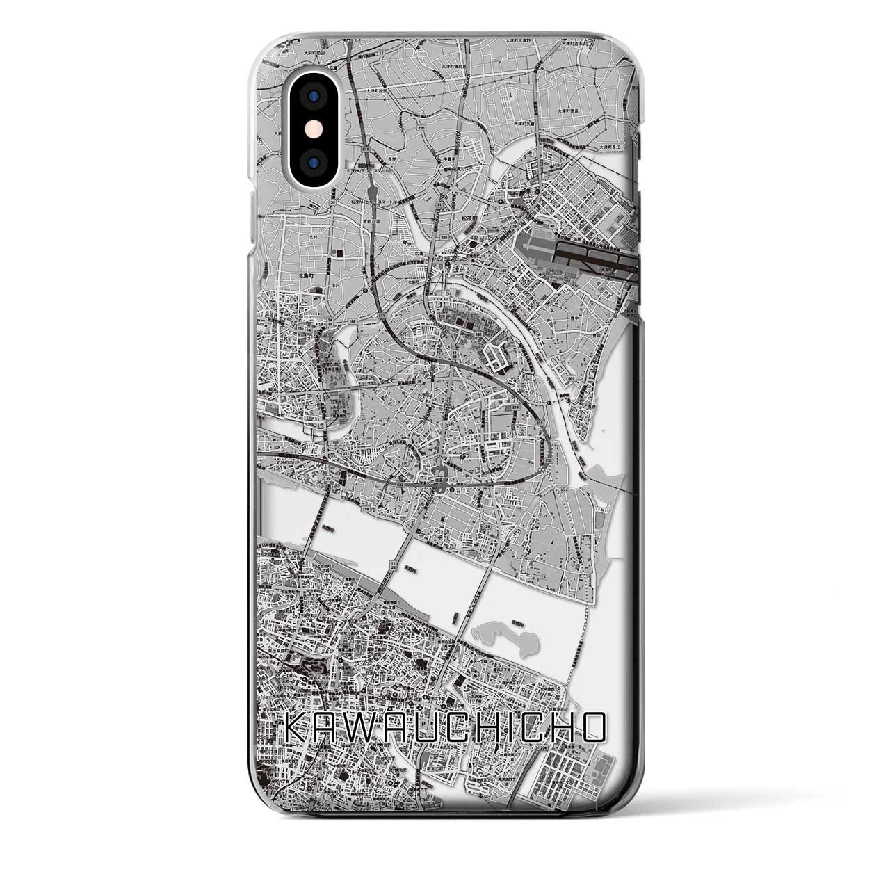 【川内町】地図柄iPhoneケース（クリアタイプ・モノトーン）iPhone XS Max 用
